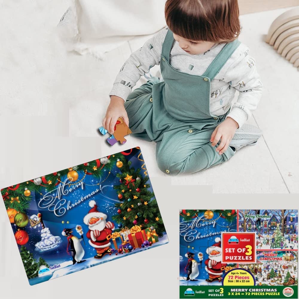FunBlast Christmas Jigsaw Puzzle for Kids Ages 5+ | 30X22 cm Educational Puzzle Game | Holiday Gifts, Birthday Presents & Family Game Night Activity | Perfect for Indoor Play & Cognitive Development