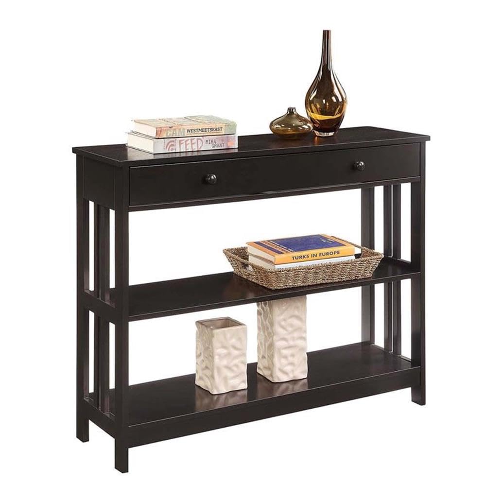 Pemberly Row Transitional One-Drawer Console Table - Espresso Wood Finish Entryway Table for Hallway, Living Room & Foyer Decor