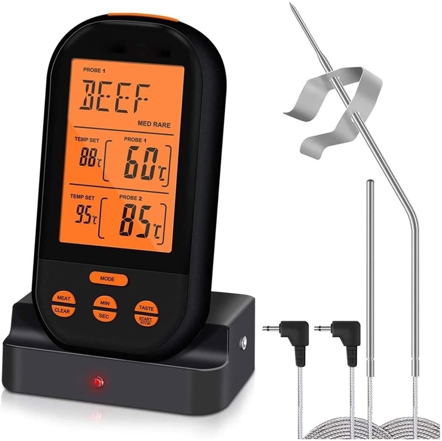 Jiaanu Digital Instant Read Meat Thermometer - Fast & Accurate Kitchen Thermometer for Cooking, Grilling, BBQ, Smoker, Candy Making, Home Brewing, Coffee & Deep Frying (Black) | Perfect for Home Chefs & Outdoor Cooking Enthusiasts