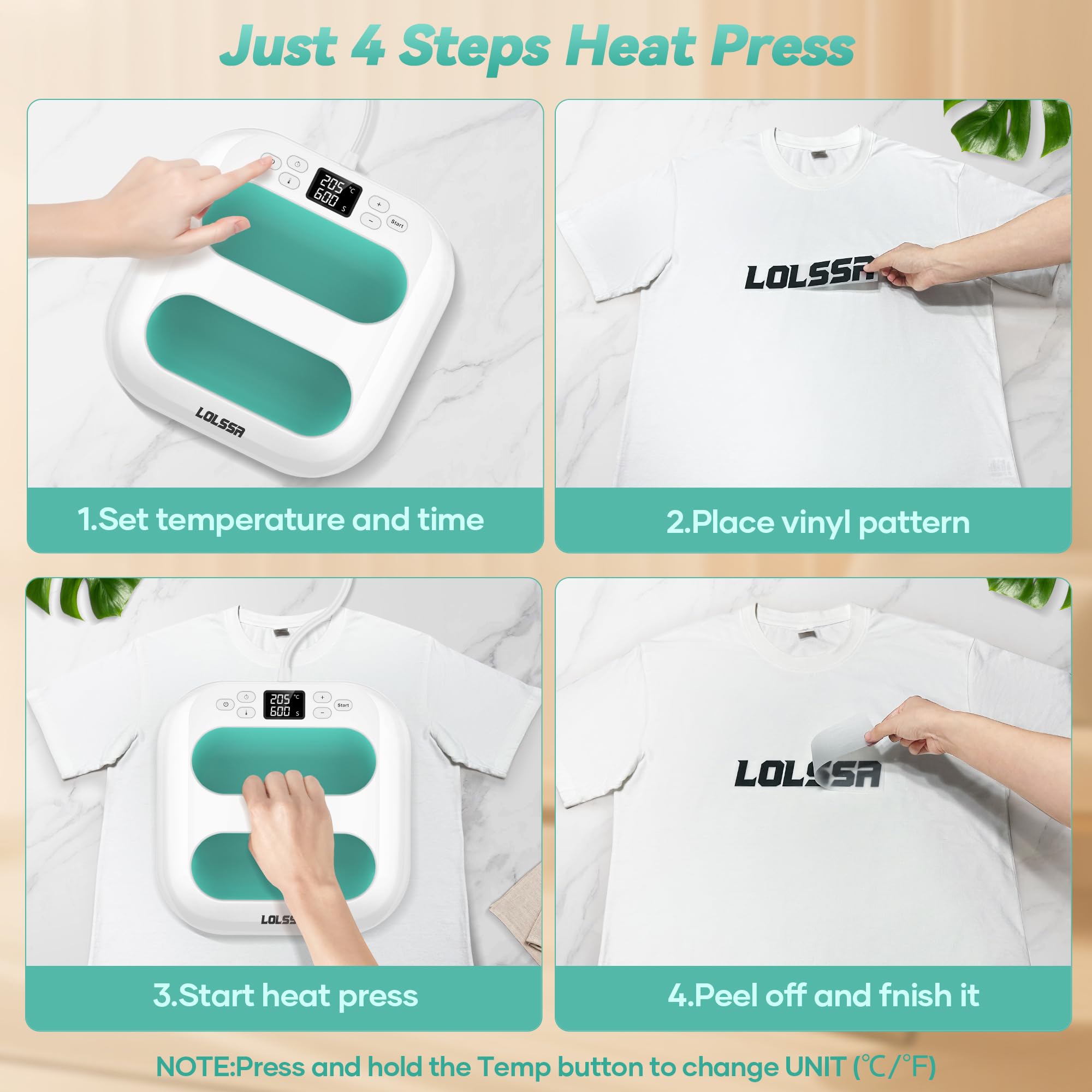 9x9 Heat Press Machine for T-Shirts, Hats, Dresses & More - Digital Temperature Control for DIY Crafts, Custom Apparel & Small Business Use - Perfect for Home, Studio & Boutique Projects (Green)