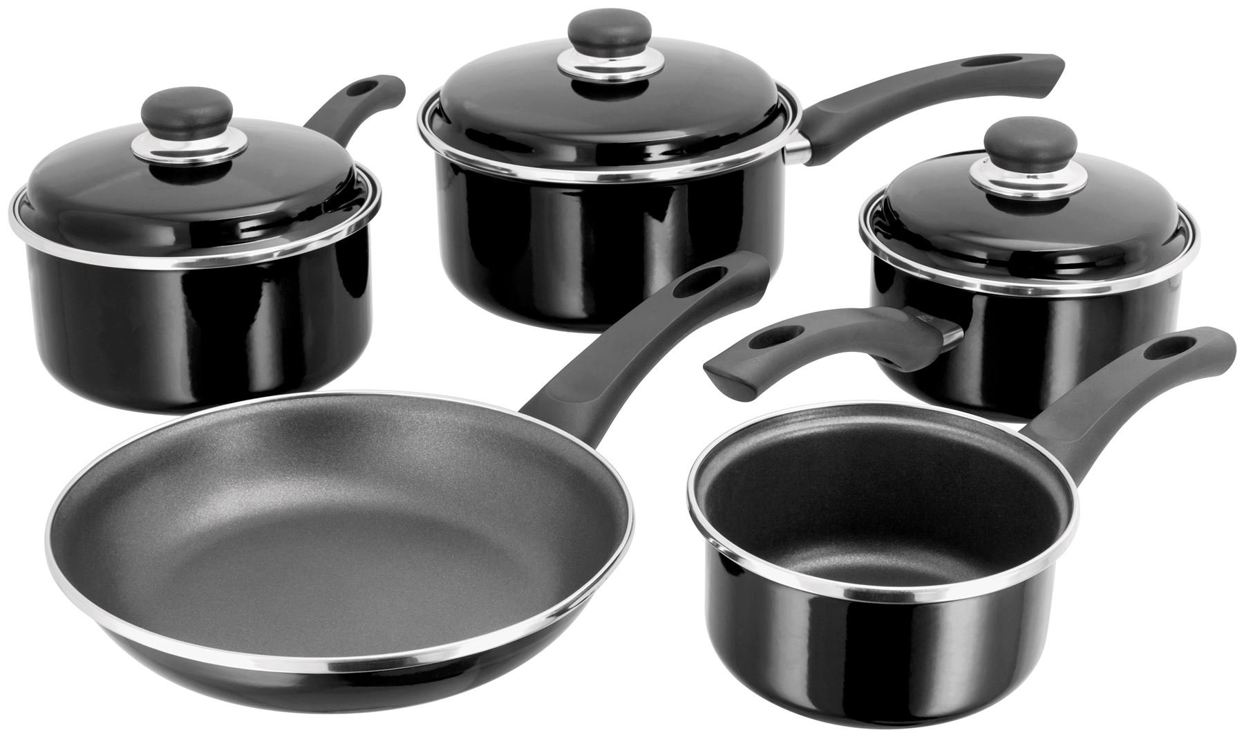 Judge Horwood 5-Piece Stainless Steel Saucepan Set with Lids - Nonstick Black Cookware for Boiling, Steaming & Simmering - Perfect for Home Kitchen & Professional Cooking