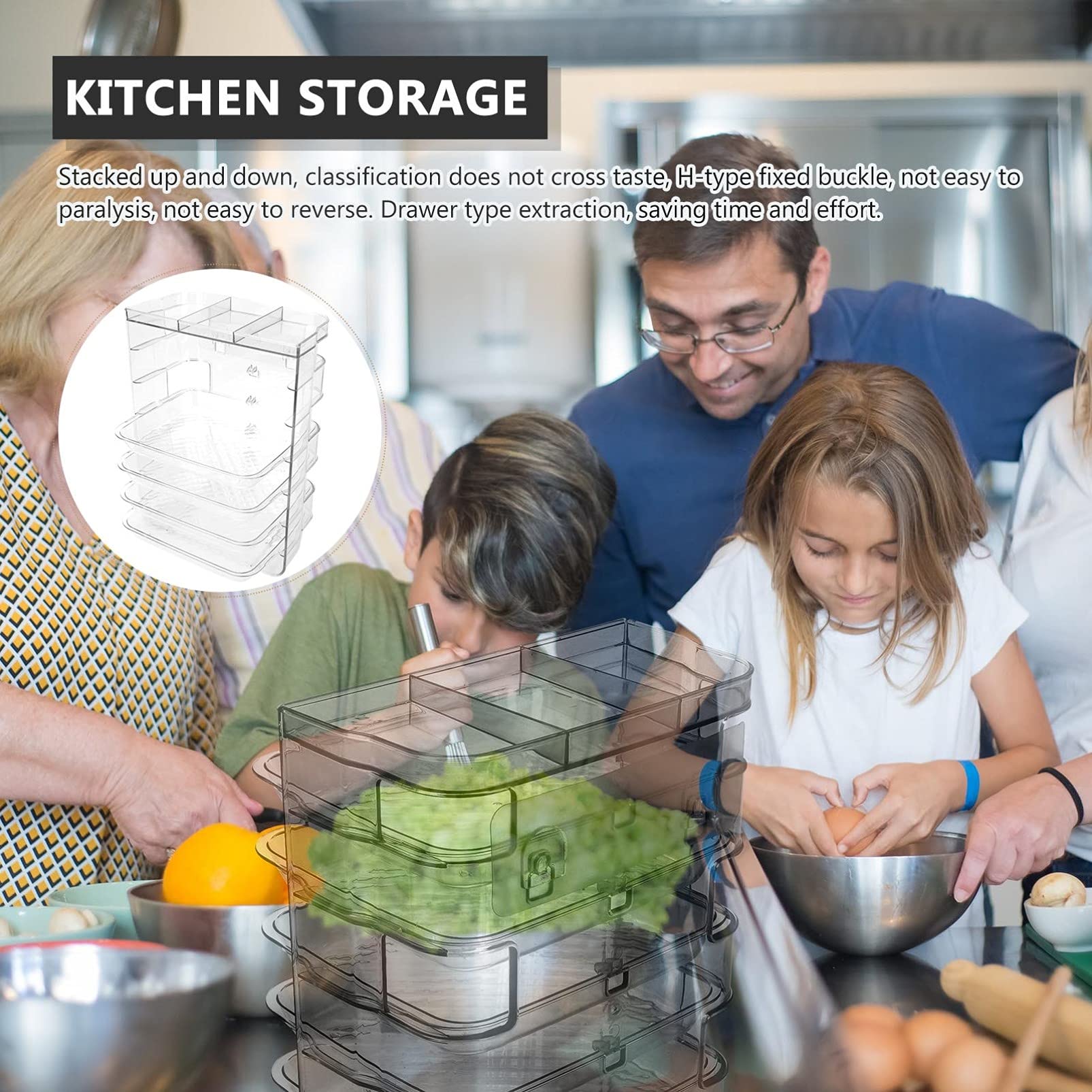 Cabilock 1-Piece Clear Plastic Kitchen Serving Tray - Multi-Layer Food Preparation Dish, Vegetable Side Dish Holder & Utility Cart Organizer | Perfect for Meal Prep, Buffet Serving & Kitchen Storage