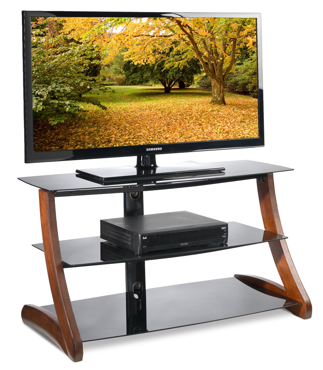 Astrix 50 Inch TV Stand - Modern Black & Brown Entertainment Center with Storage Shelves - Perfect for Living Room, Bedroom, or Home Theater Setup