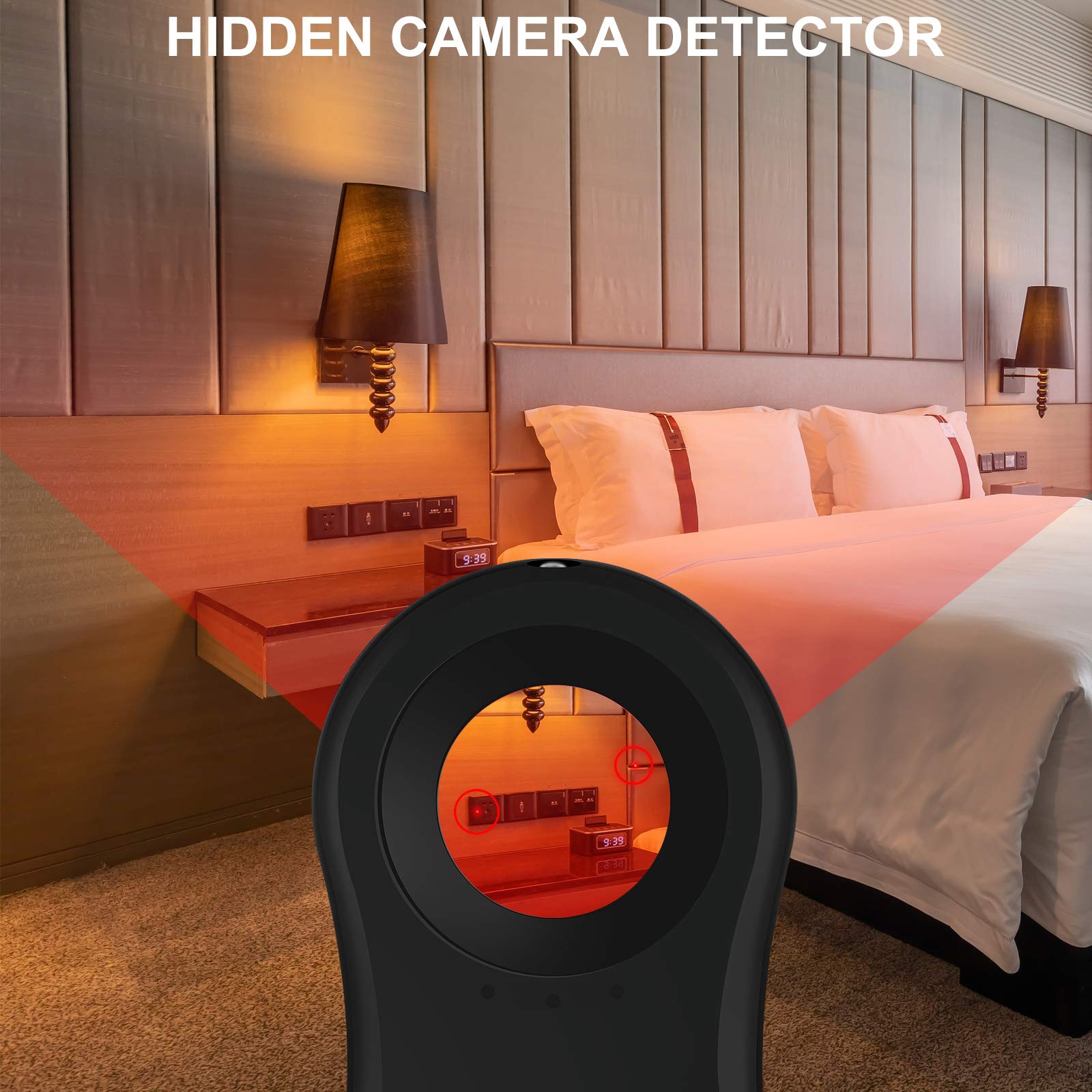 Portable Anti-Spy Hidden Camera Detector with LED Flashlight | 3-in-1 Bug Detector, Pinhole Camera Finder & Personal Alarm | Ideal for Home Security, Office Privacy & Travel Safety