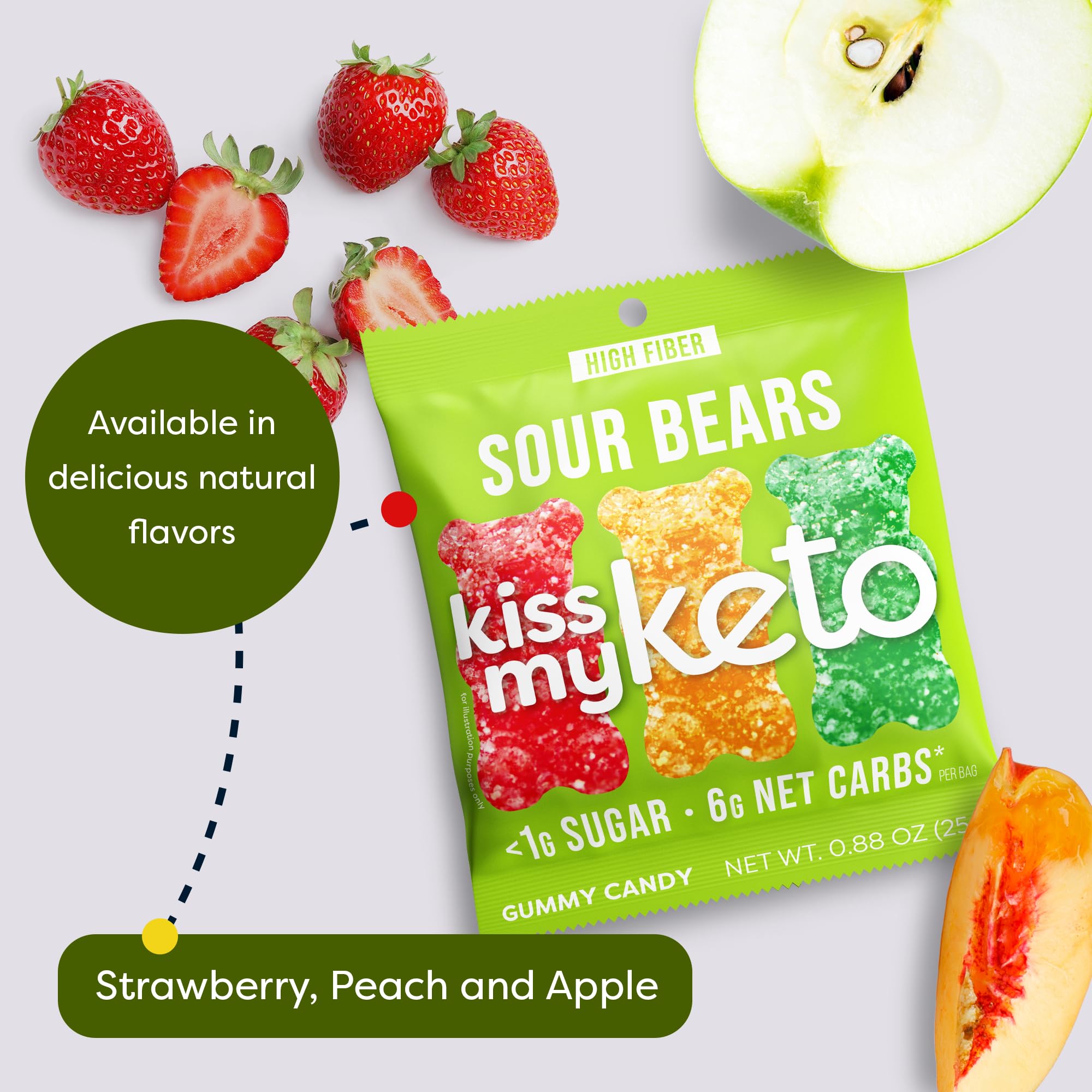 Keto Gummy Bears - Low Carb Vegan Candy for Snacking (8-Pack)