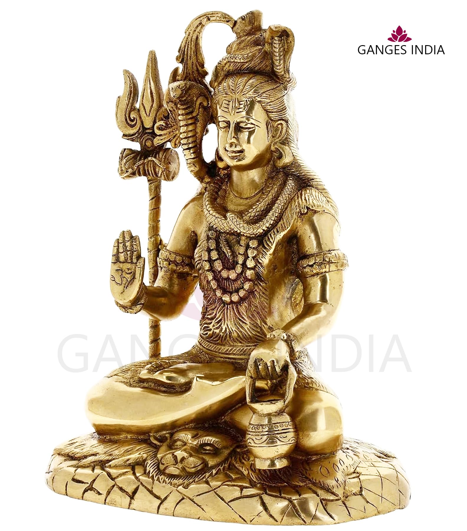 Lord Shiva Brass Statue (Mahadev) - Handcrafted Golden Hindu God Statue for Home Altar, Office Decor & Spiritual Meditation | Perfect for Puja Room, Yoga Studio & Gift