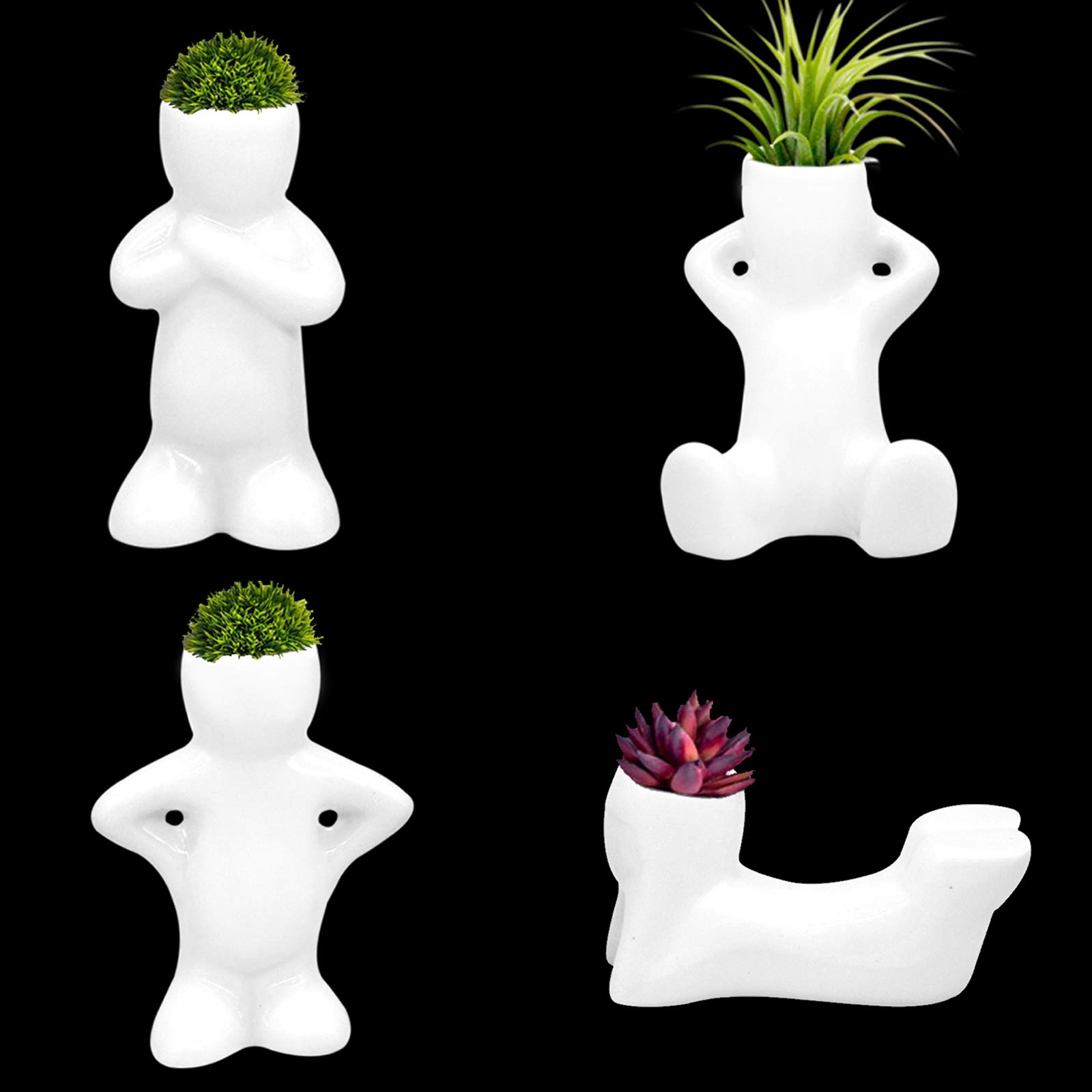 4 Pack Ceramic Air Plant Holders - Cute Tabletop Planters for Air Plants, DIY Home & Office Decor - Perfect for Terrariums, Wedding Centerpieces, and Gift Ideas