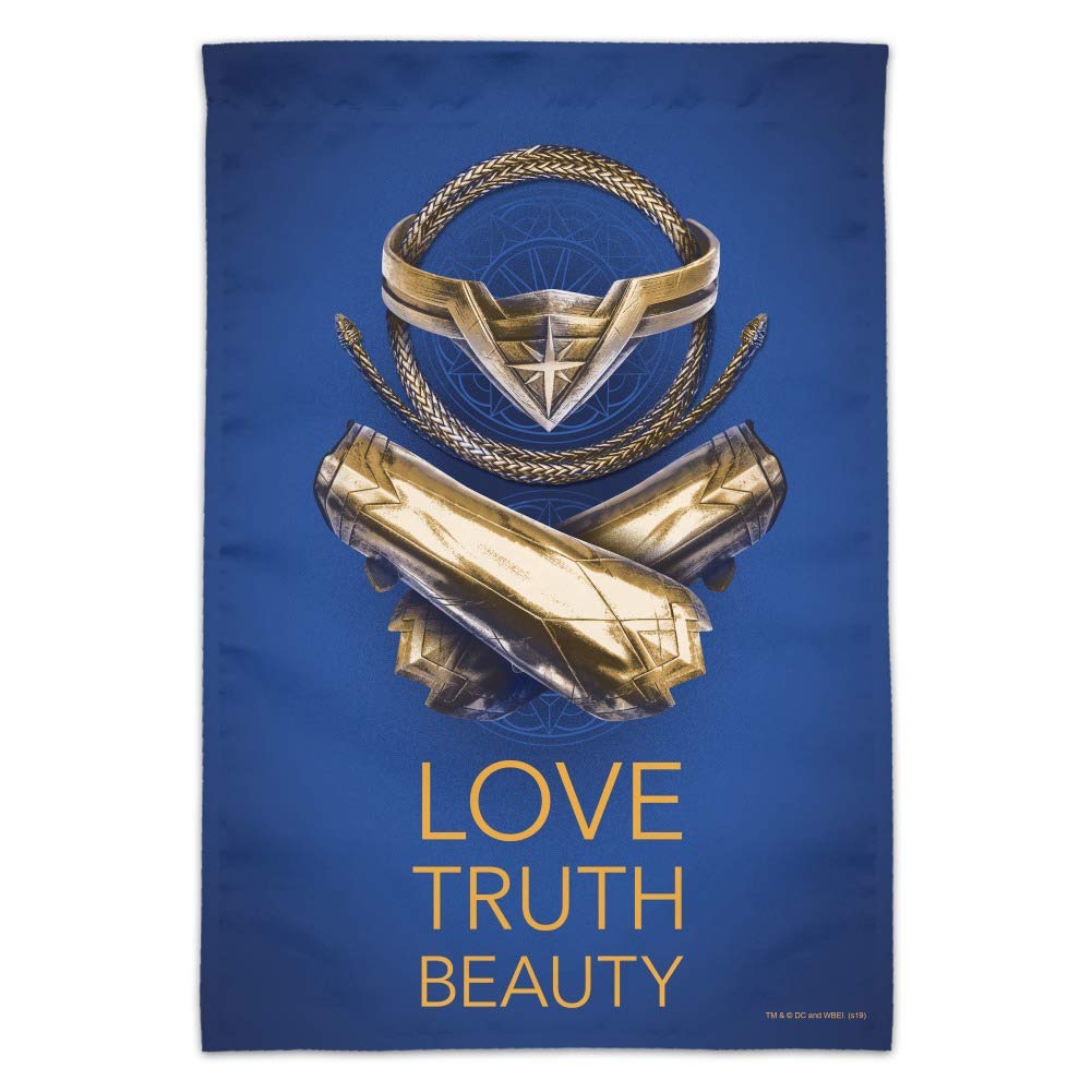 Wonder Woman Movie Love Truth Beauty Garden Yard Flag - DC Comics Superhero Outdoor Decorative Banner for Patio, Lawn & Backyard Decor