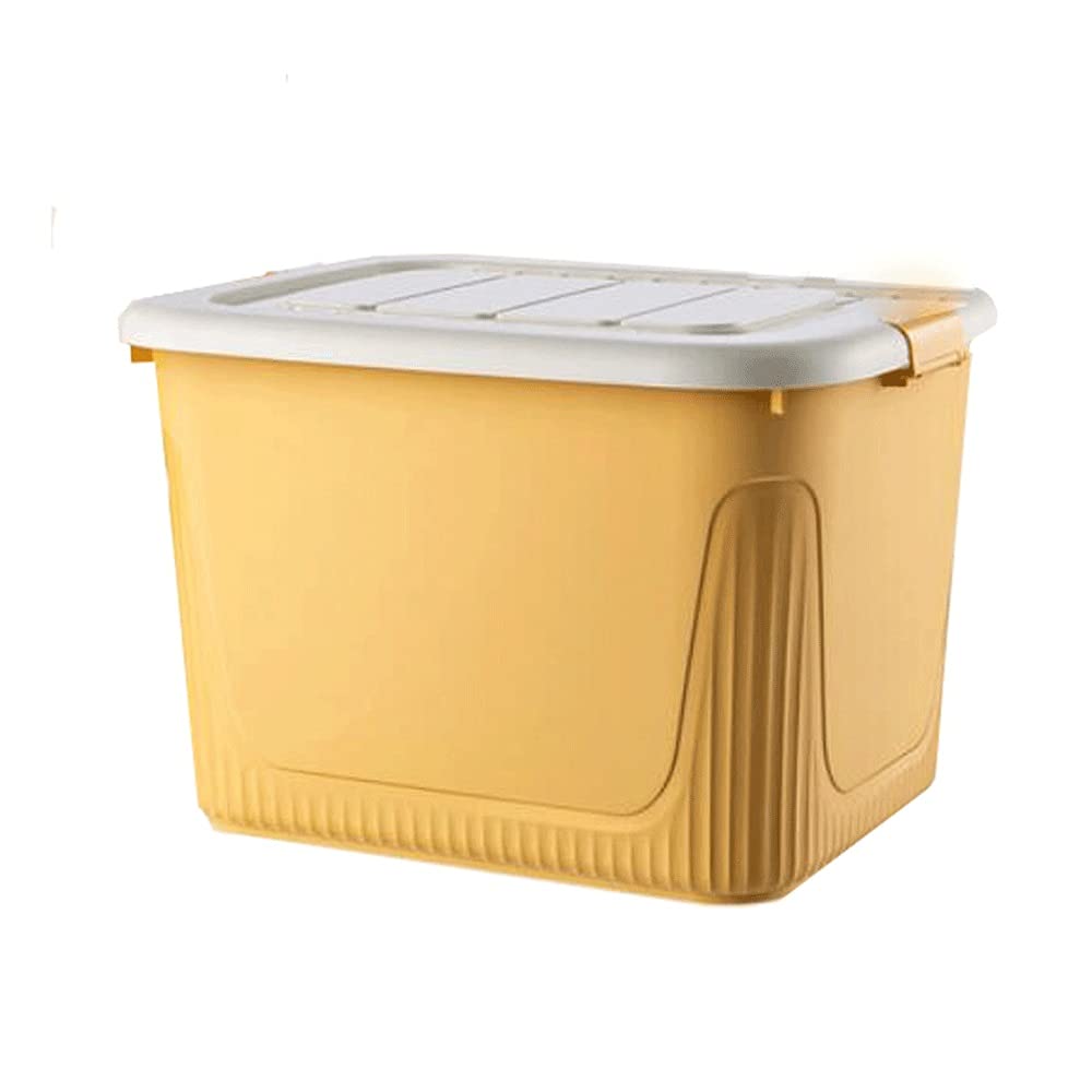 WOCOYO Large Rolling Storage Box with Wheels - Durable Plastic Organizer for Clothes, Toys & Household Items - Perfect for Kitchen, Bedroom, Garage & Car Storage (Yellow, Small Size)
