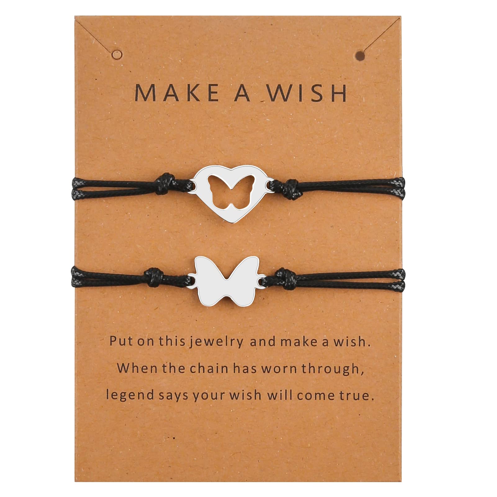 Best Friends Friendship Bracelets for 2 Girls - Butterfly BFF Matching Bracelets Set, Long Distance Friendship Gifts for Women, Birthday Presents for Besties - Perfect for Anniversaries, Sister Bonding & Couple Jewelry