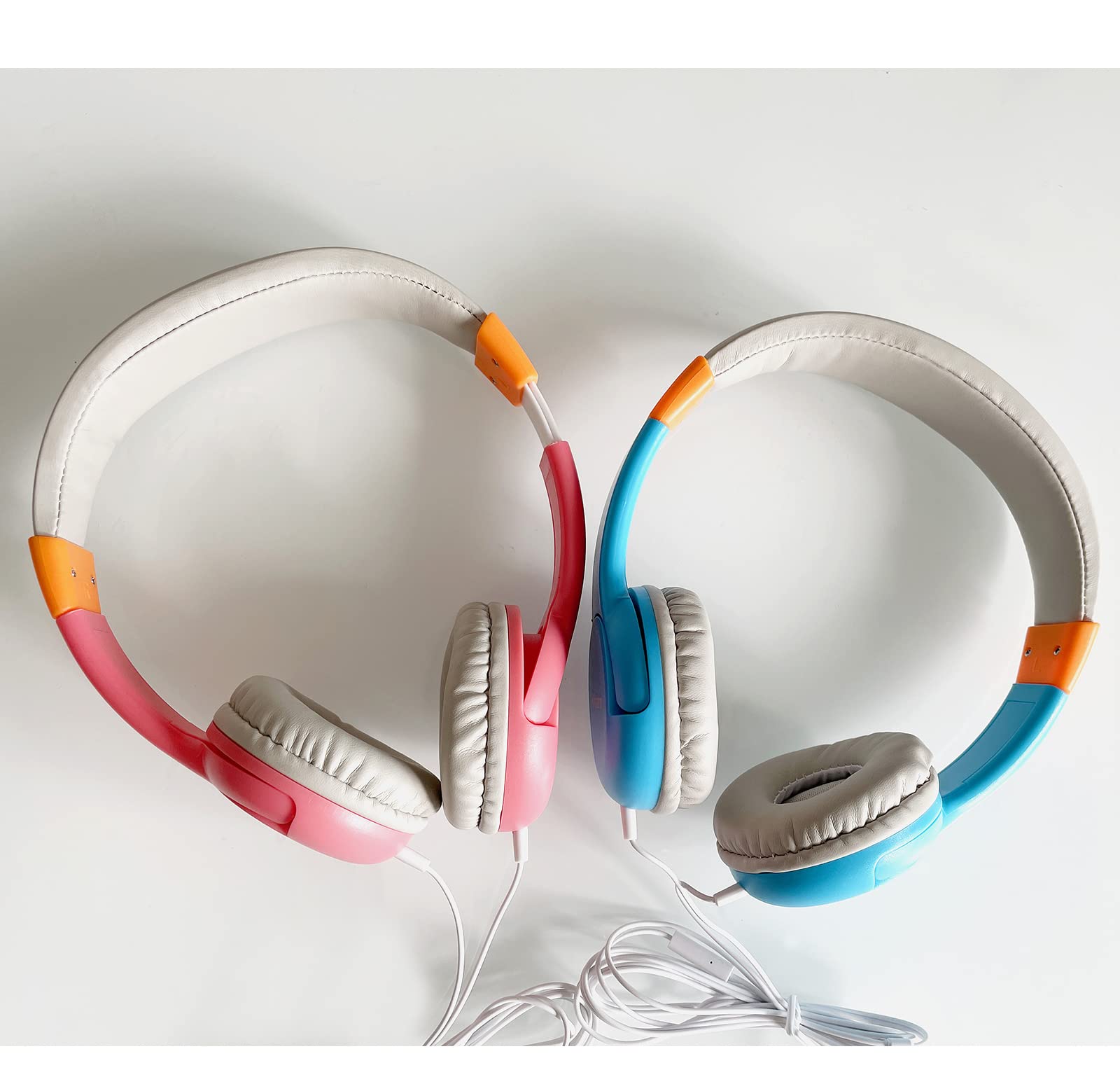 Premium Kids Wired Headphones with Microphone - Noise Cancelling Studio Headphones for Gaming & Online Learning (Blue & Pink 2-Pack) - Perfect for School, Travel & Home Use