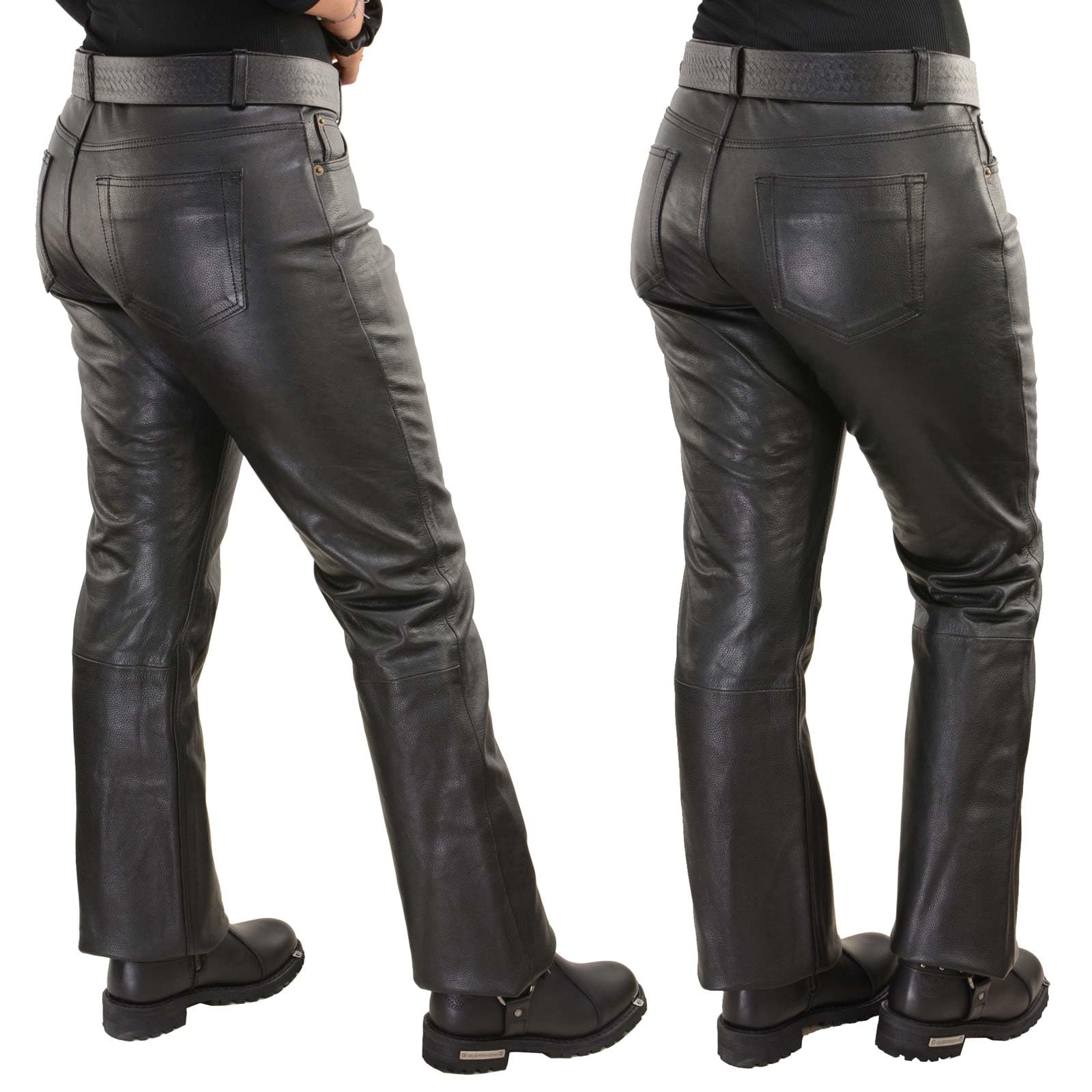Milwaukee LKL6790 Women's Classic 5-Pocket Black Leather Motorcycle Pants - Comfortable & Stylish Riding Gear for Casual Biking & Outdoor Adventures