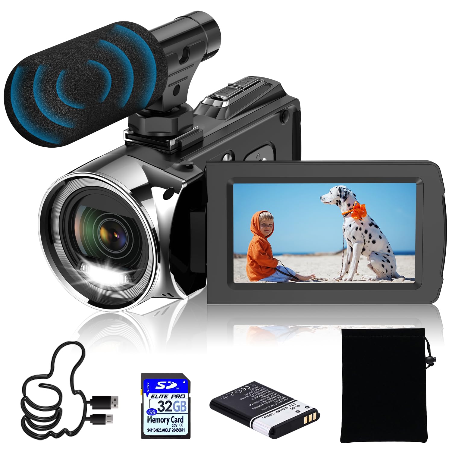 Windancy 4K Ultra HD Video Camera with 18X Digital Zoom - 3 Inch IPS 270° Rotating Screen & Built-in Microphone for YouTube Vlogging, Travel Filming, and Live Streaming