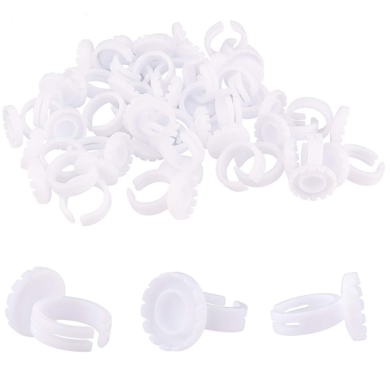 BEYELIAN Disposable Eyelash Extension Glue Rings - 50 PCS, Smart Lash Glue Holder for Tweezers, Fanning & Volume Blooming Cups - Professional Eyelash Extension Supplies for Salon & Home Use