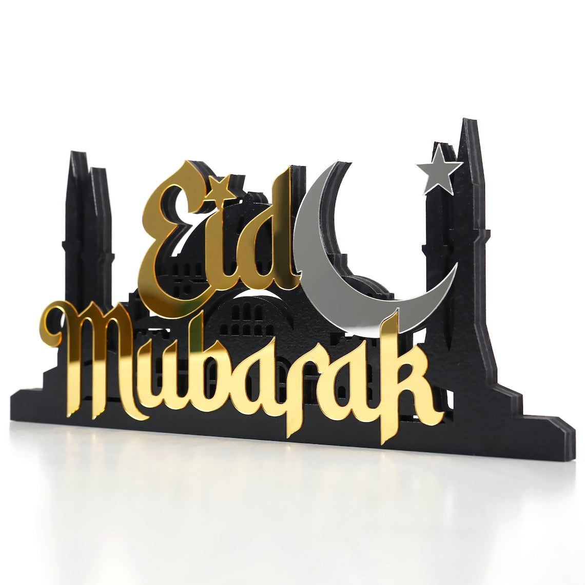 Elegant Eid Mubarak Ramadan Wooden Islamic Gift - Home Table Decor for Muslim Holidays & Festive Celebrations