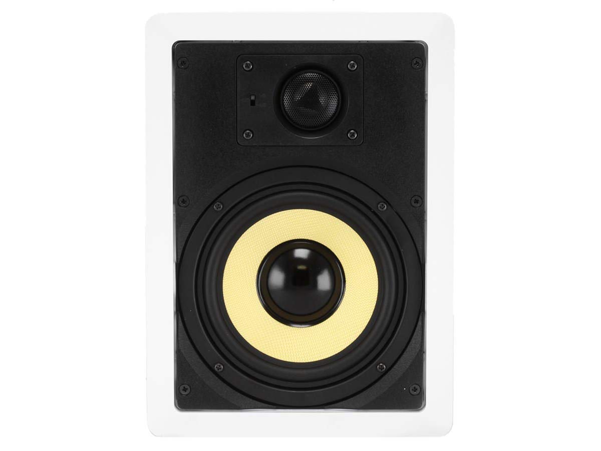 Monoprice 6.5 Inch 2-Way Aramid Fiber In-Wall Speakers with Titanium Silk Dome Tweeters - High Performance Caliber Series for Home Theater & Surround Sound Systems