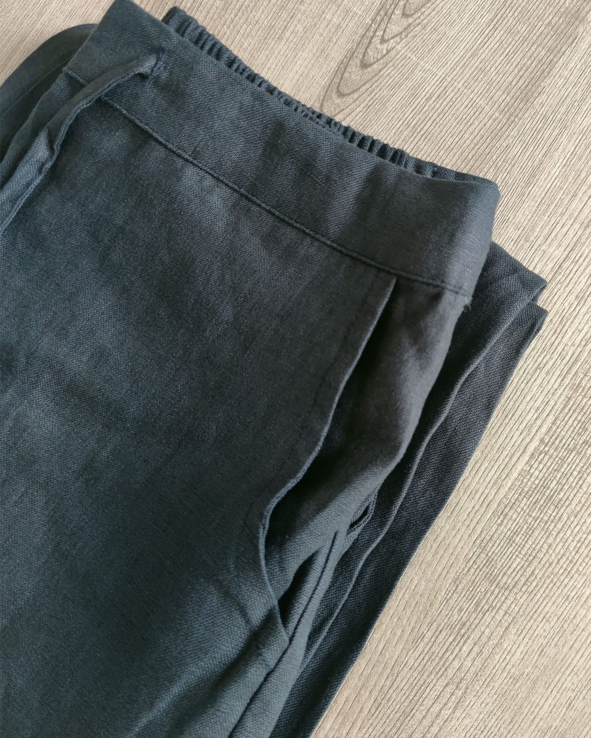IXIMO Women's Tapered Linen Pants - 100% Breathable Drawstring Elastic Waist Ankle-Length Casual Pants | Perfect for Office, Travel & Summer Outfits