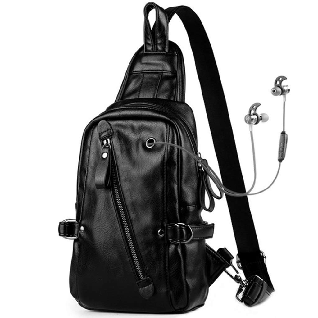 Premium Genuine Leather Men's Crossbody Bag - Slim Chest Shoulder Messenger Bag for Travel, Work & Daily Use | Durable Small Backpack for Men with Adjustable Strap