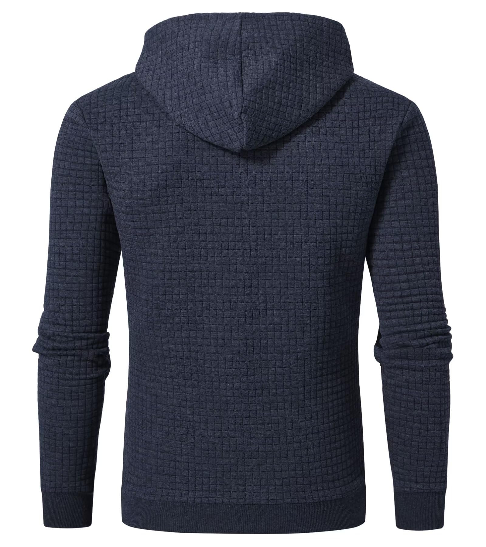 YuKaiChen Men's Plaid Jacquard Hooded Sweatshirt - Casual Pullover with Kangaroo Pockets & Drawstring | Perfect for Outdoor Activities, Gym & Streetwear Fashion