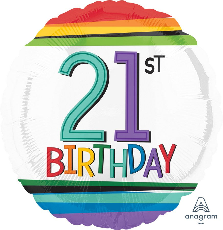 45cm Standard HX Rainbow Birthday Balloons - 21 Pack for Party Decorations, Baby Showers & Celebrations