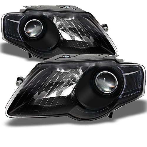 AKKON Replacement Headlights for 2006-2010 VW Passat - Black Bezel Headlamp Assembly Pair (Driver & Passenger Side) - Perfect for Night Driving & Car Restoration Projects