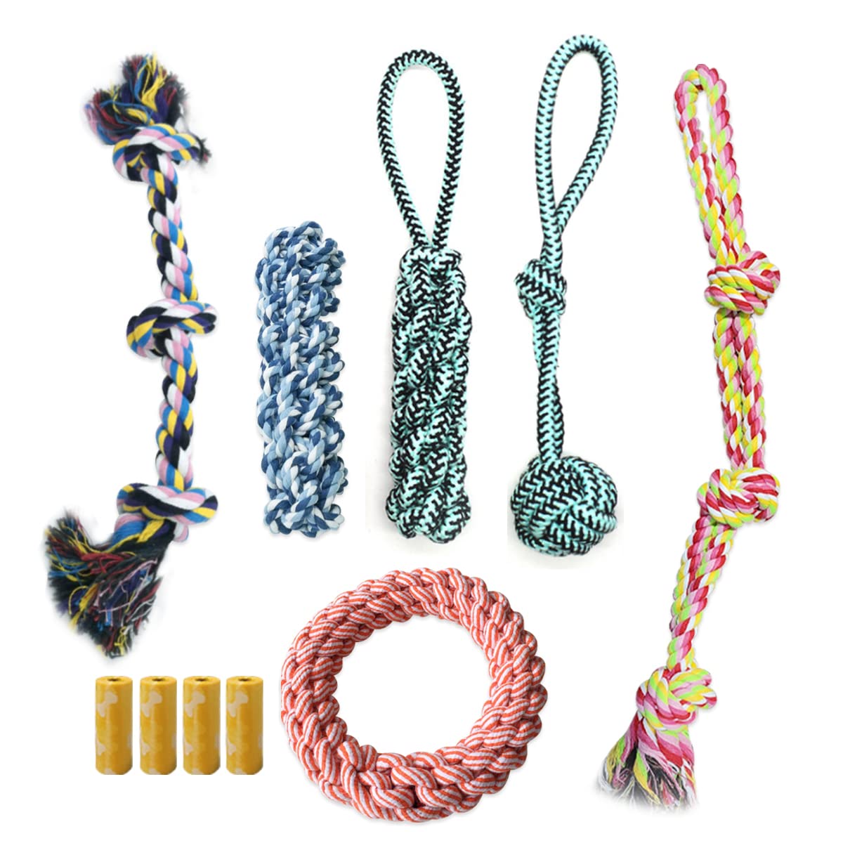 LNPAVET 10 Pack Indestructible Dog Chew Toys - Heavy Duty Cotton Rope Knot Toys for Medium & Large Dogs | Teeth Cleaning, Tug of War, Interactive Play | Perfect for Aggressive Chewers & Playtime Bonding