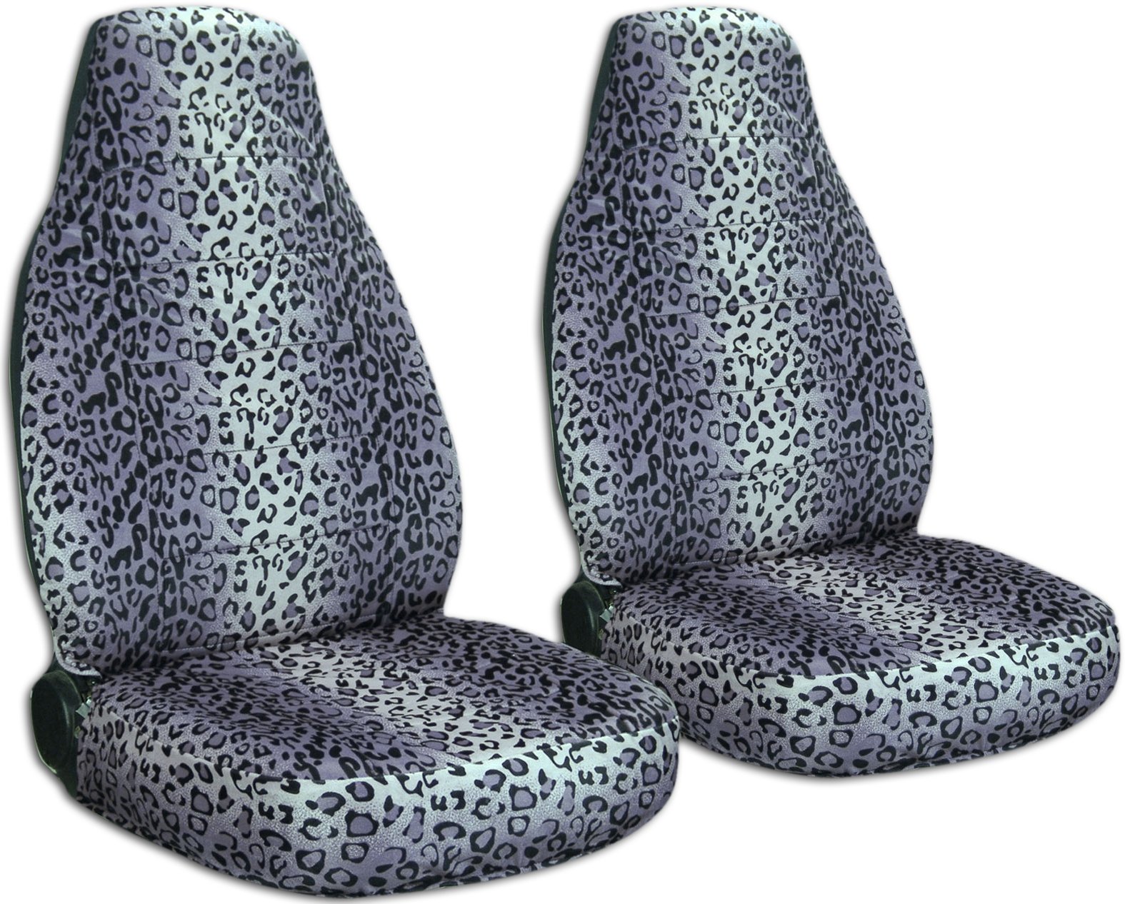Gray Leopard Print Car Seat Covers - Semi-Custom Fit for Cars, Trucks, Vans, RVs & SUVs (30 Animal Prints) - Durable Protection & Stylish Upgrade for Daily Commute & Road Trips