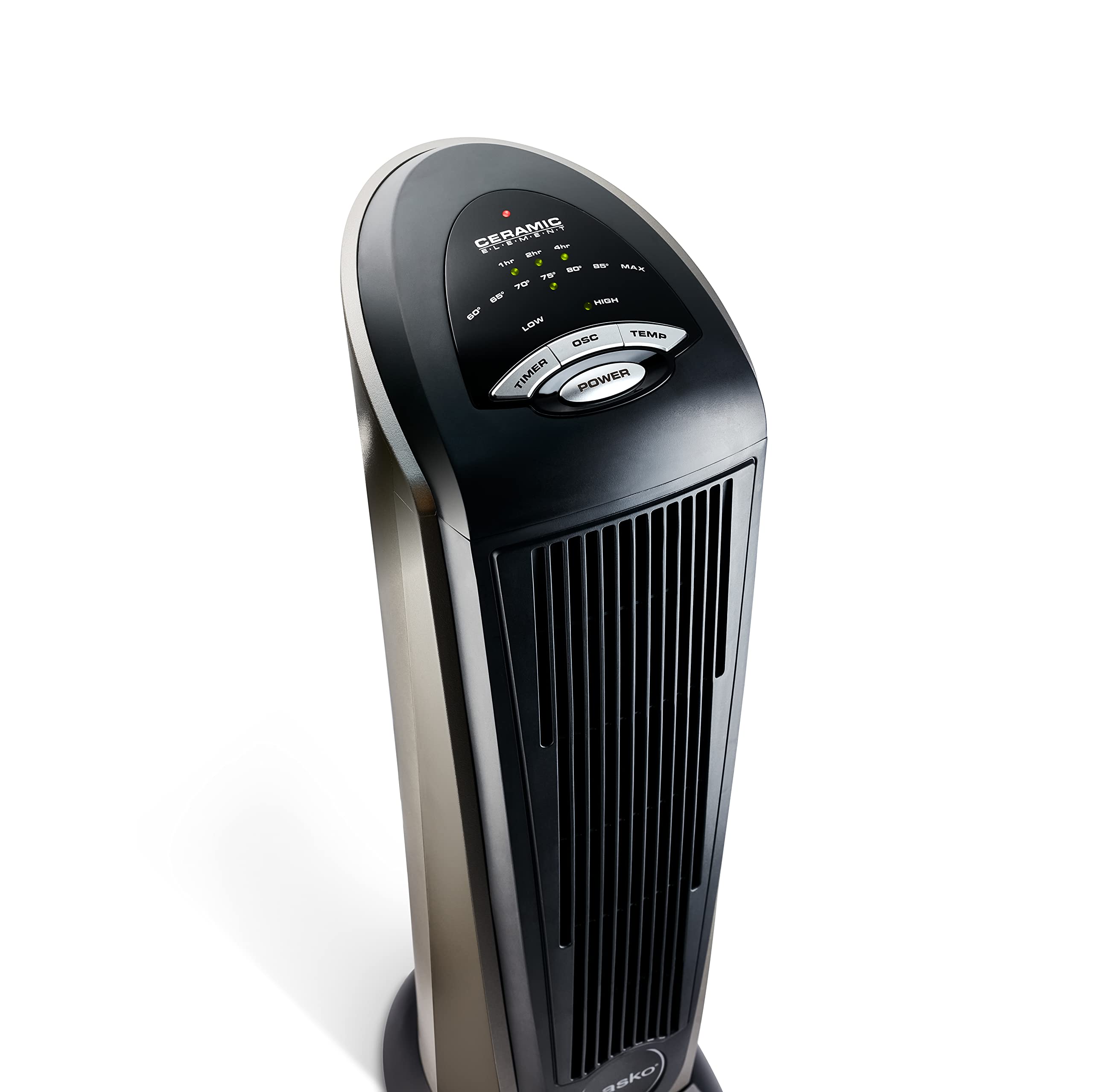 Lasko 22-Inch 1500W Ceramic Tower Heater with Remote - Adjustable Thermostat, 7H Timer, Oscillating - Perfect for Bedroom, Office & Living Room - Black/Silver (751320C)
