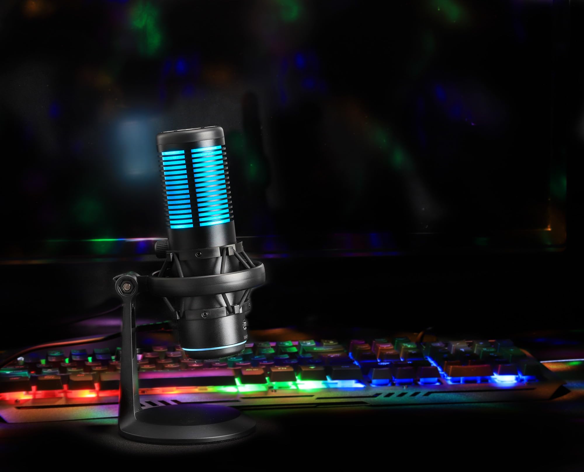 RGB USB Gaming Microphone with Noise Cancellation for PC, PS4, PS5 & Mac - Anti-Vibration Shock Mount for Streaming, Podcasts, YouTube & Discord - Perfect for Professional Gaming & Content Creation