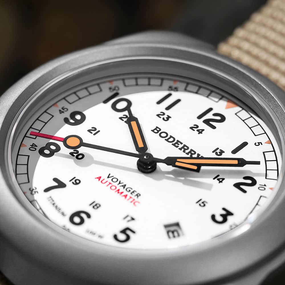 VOYAGER 100M Waterproof Titanium Automatic Field Watch for Men - White Dial Military Outdoor Sports Watch | Hiking, Camping, Diving, Swimming, Adventure Activities