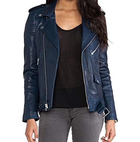 Women's Royal Blue Quilted Leather Bomber Jacket - Stylish Motorcycle Biker Outerwear for Casual Wear & Riding | Fashionable & Durable