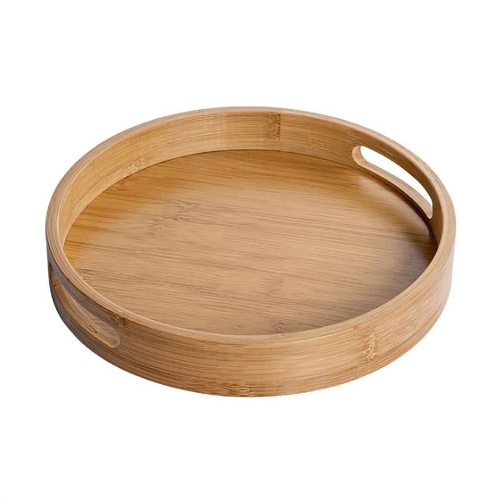 **Premium Wooden Round Serving Tray - Handcrafted Wood Plate for Tea, Food, Drinks, Snacks | Perfect for Dinner, Steak, Fruit, and Party Platters (Color: A, One Size) - Ideal for Home, Kitchen, and Entertaining**