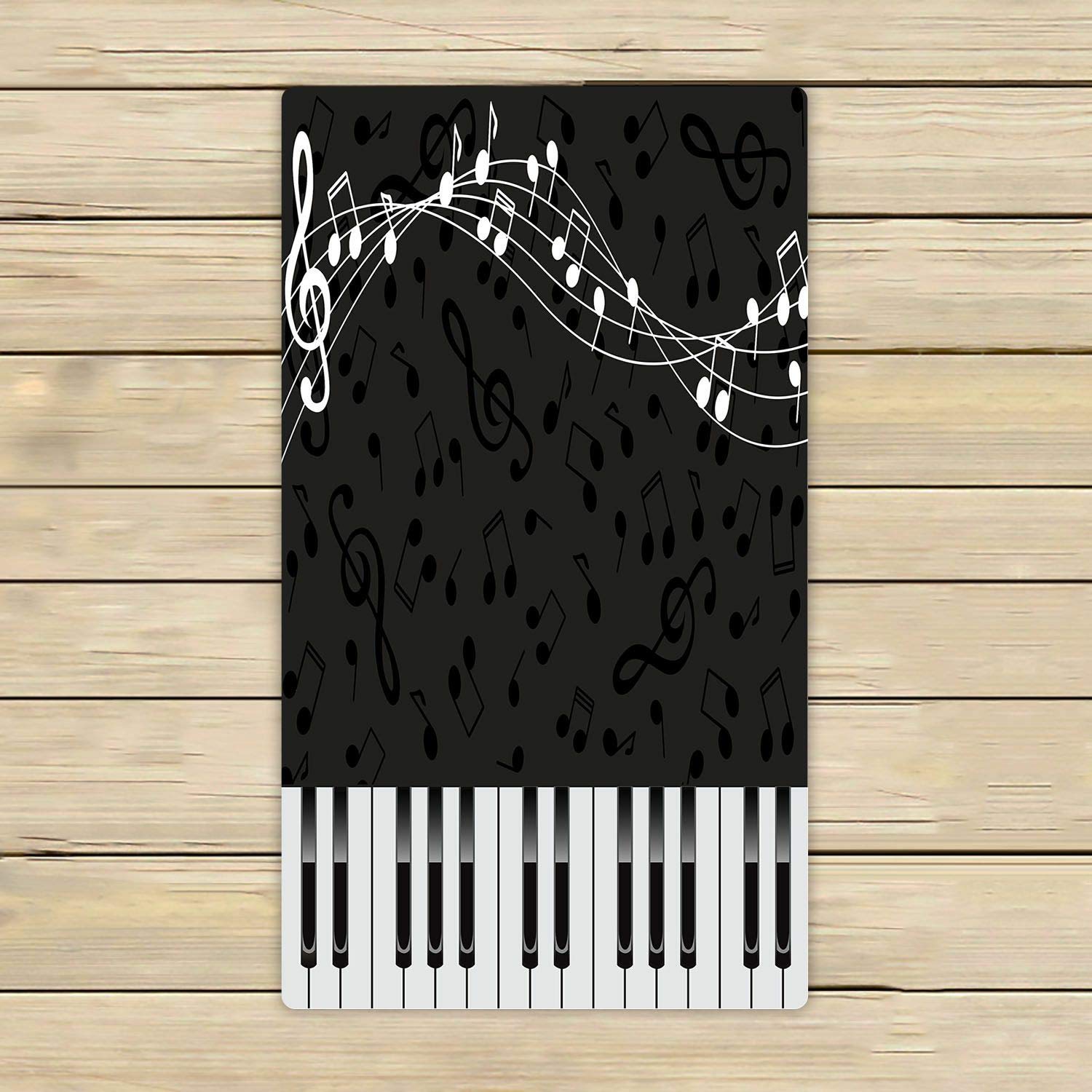 ABPHQTO Dark Piano Keys and Notes Towels - 16x28 Inch Absorbent Microfiber Beach, Bath, Pool, Sports & Travel Hand Towel - Perfect for Gym, Yoga, Swimming & Spa