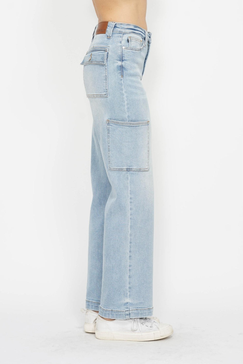 Judy Blue High Waist Straight Cargo Jeans for Women - Comfortable Stretch Denim Pants with Multiple Pockets | Perfect for Casual Wear, Outdoor Adventures & Everyday Fashion