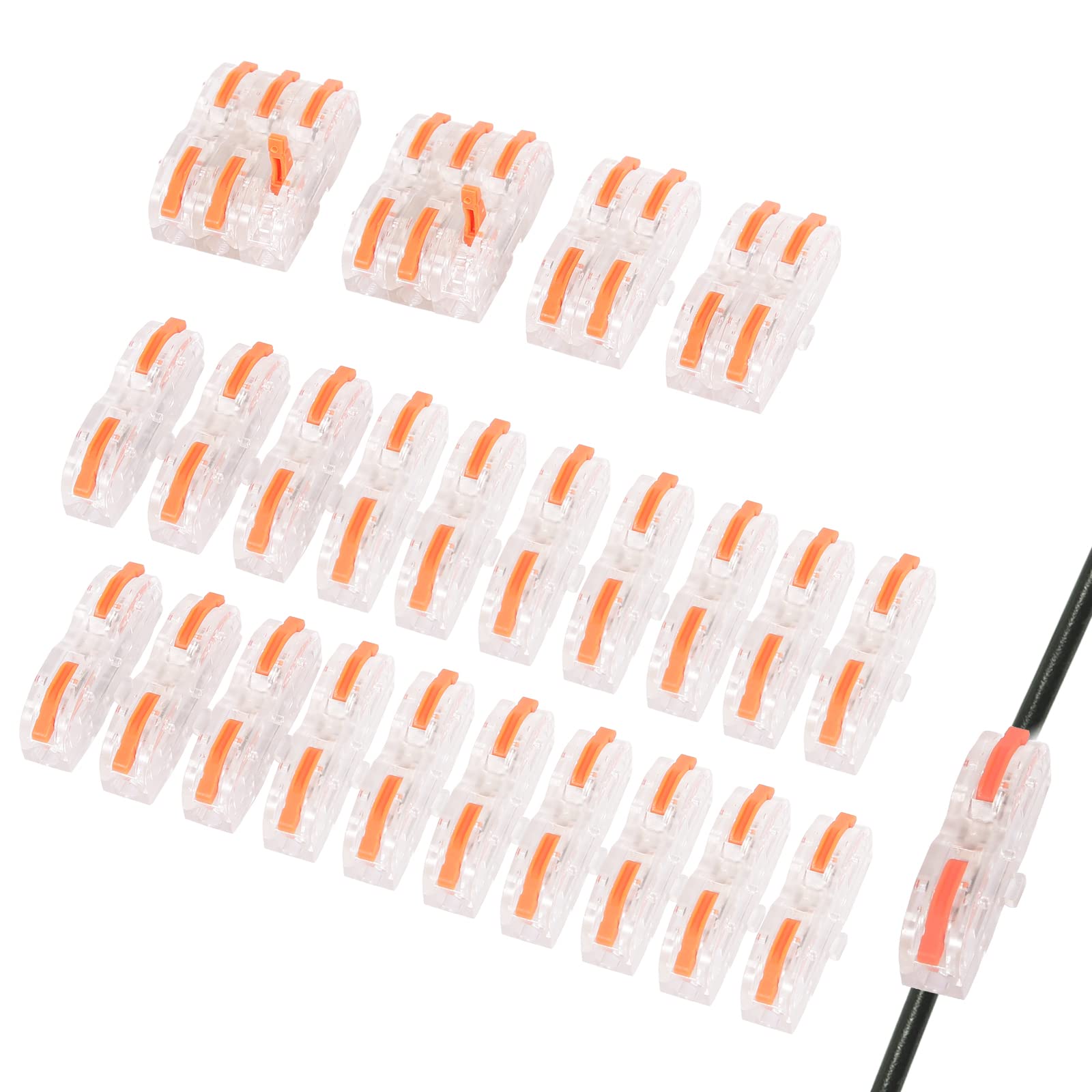 30 Pack Lever Wire Connectors for AWG 28-12 Wire - Push-in Assemblable 1 Conductor Splice Connectors for Automotive Lighting Wiring - Perfect for Car, Truck, RV & Home Electrical Projects