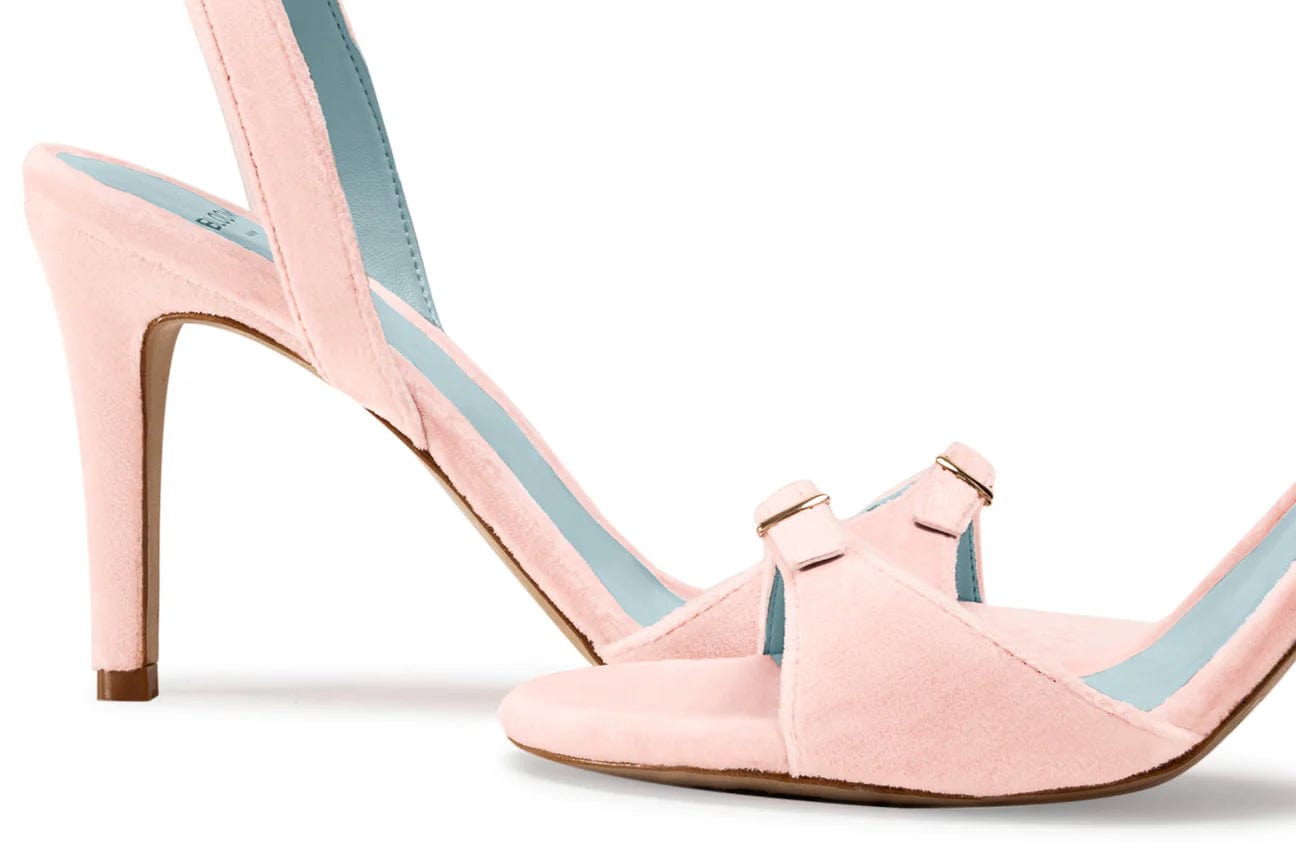 Anna Vegan Velvet Heeled Sandals for Women - Comfortable Pink Dress Shoes for Weddings, Parties & Special Occasions