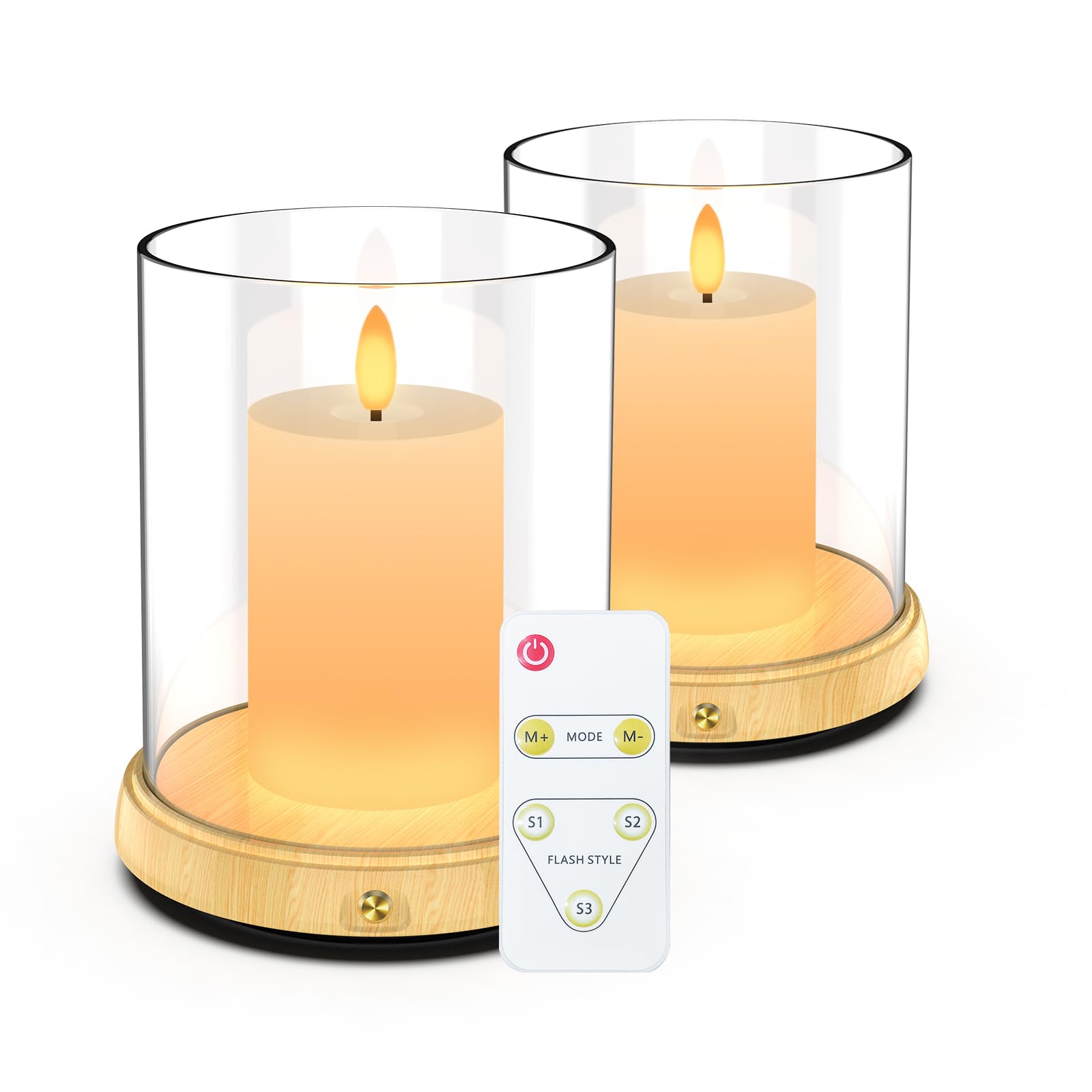 Rechargeable LED Flameless Candles 2 Pack - Remote Control, Color Changing Battery Operated Fake Candles for Wedding, Birthday, Valentine's Day, Anniversary - Romantic Home Decor for Table Centerpiece, Party, Dinner, Spa Relaxation