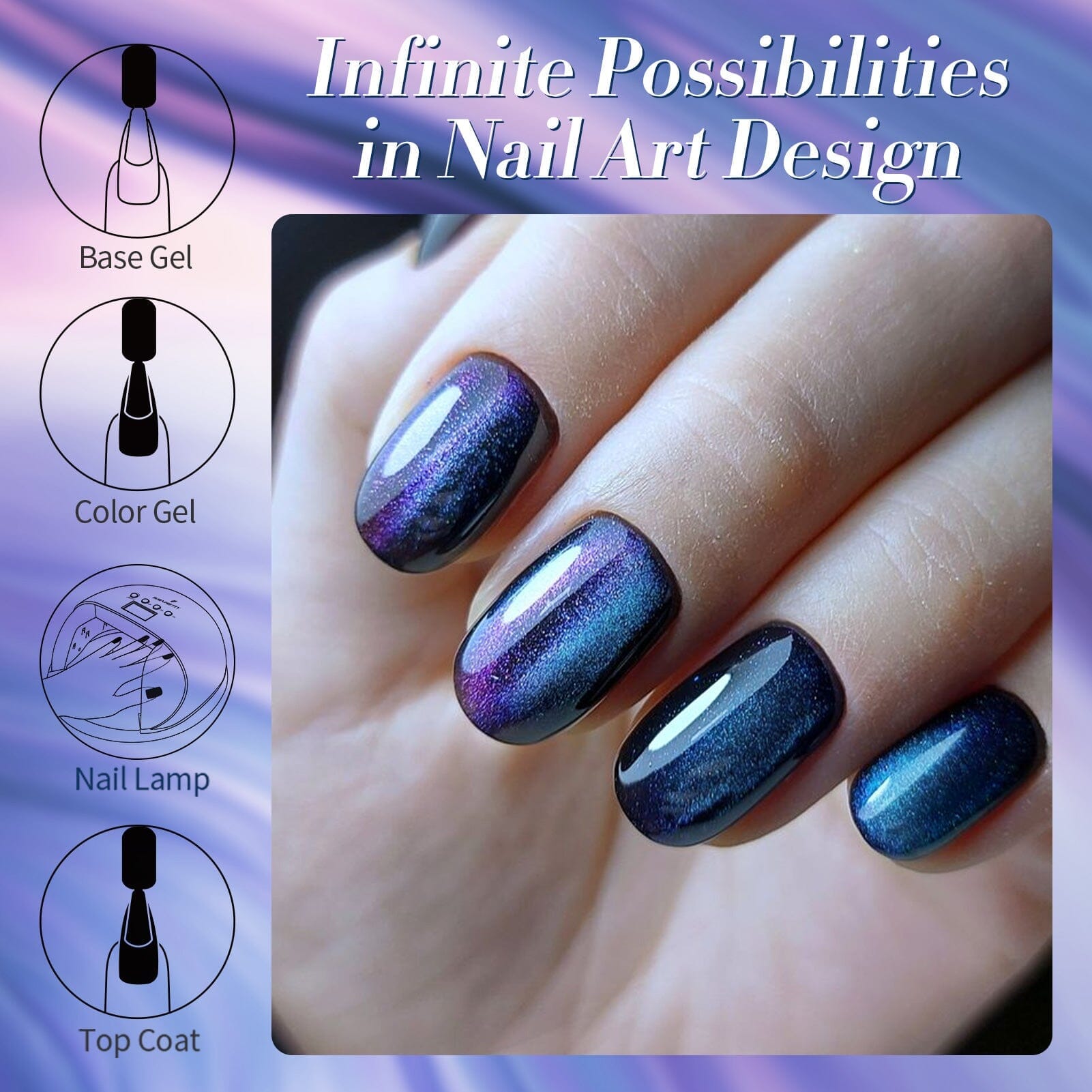 Blue Purple Chameleon Gel Nail Polish BS01 Mirage 15ml - Long Lasting UV LED Soak Off Nail Art for Salon & Home Manicure
