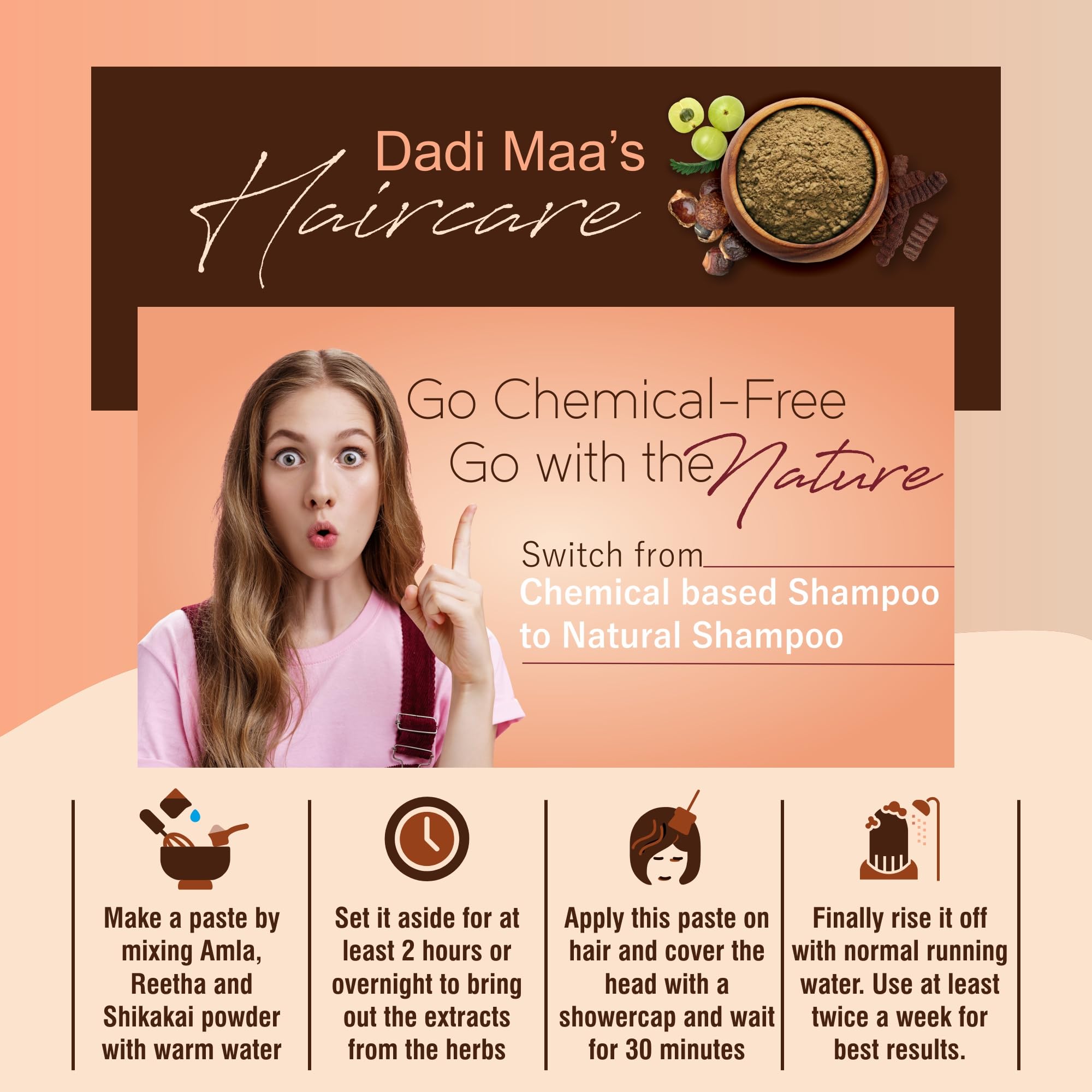 IYUSH Ayurvedic Shikakai Powder for Hair Growth & Volume – 250gm | Natural Herbal Hair Wash | Deep Conditioning Hair Mask for Smooth & Strong Hair | Perfect for DIY Hair Treatments & Ayurvedic Hair Care Routines