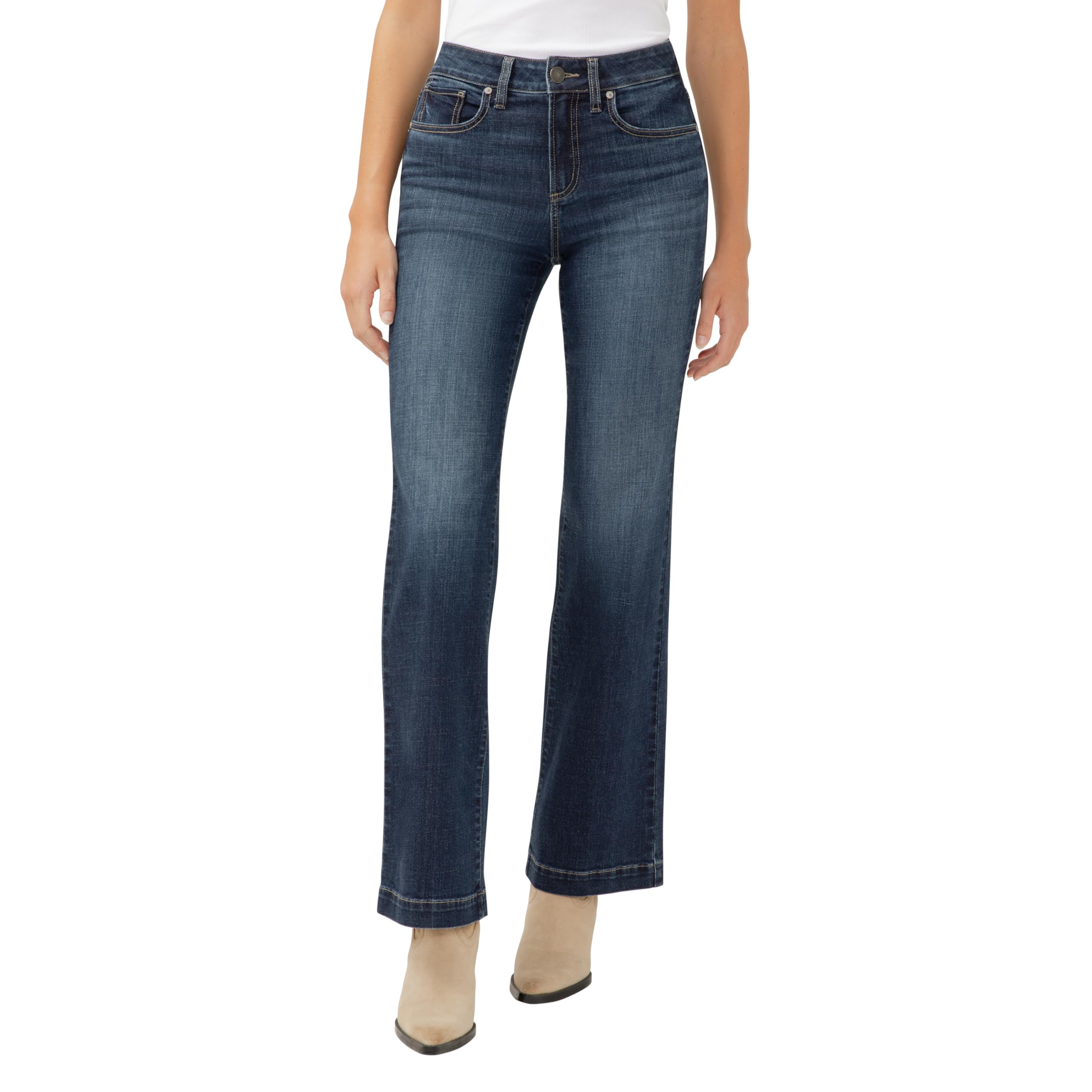 Silver Jeans Co. Women's Avery High Rise Curvy Fit Trouser Jeans - Stretchy Comfort for Work & Casual Wear | Flattering Plus Size Denim Pants for Everyday Style