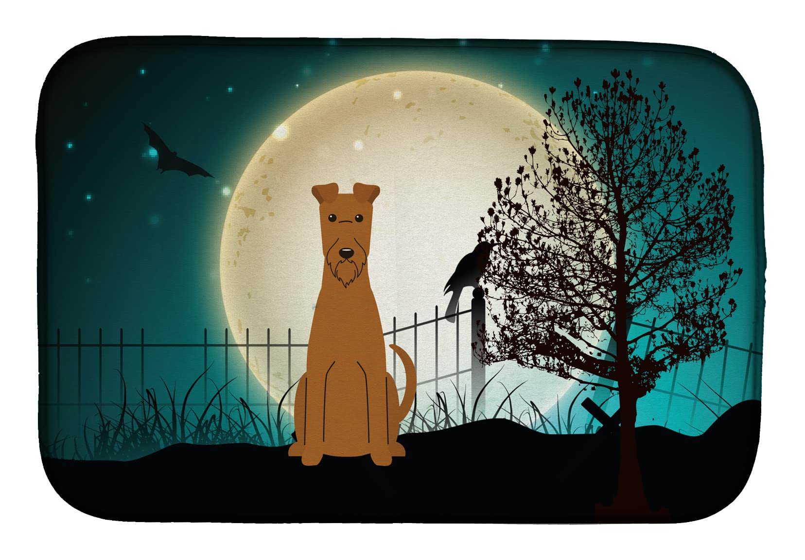 Scary Irish Terrier Dish Drying Mat - Absorbent Kitchen Counter Pad (14x21