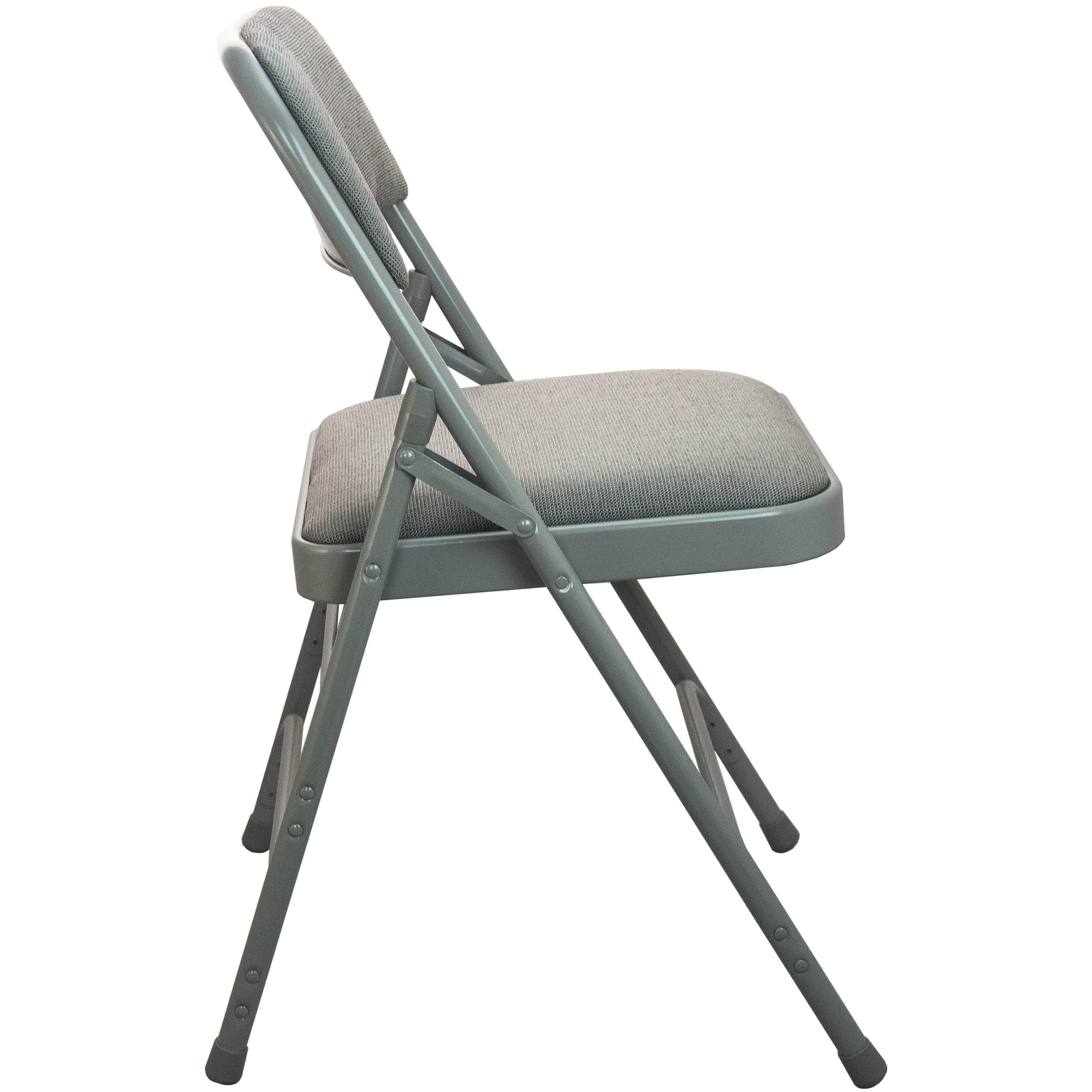 Emma & Oliver 2-Pack Grey Padded Metal Folding Chairs with Comfortable Fabric Seats - Perfect for Outdoor Events, Parties, Camping, and Extra Seating at Home