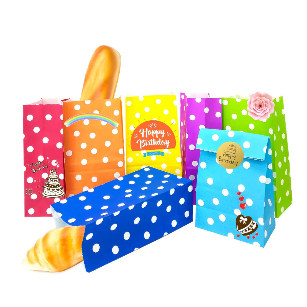 Adido EVA Polka Dot Party Favor Bags - Royal Blue Small Lunch Bags (5.1