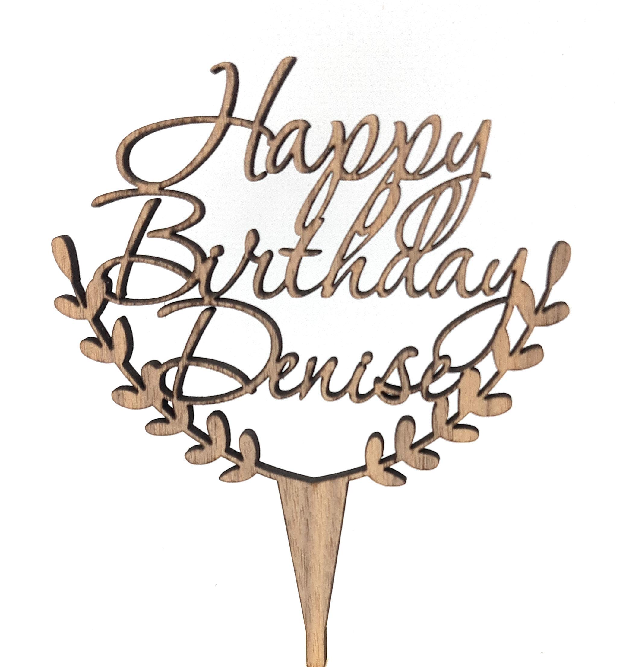 Happy Birthday Cake Topper - Wooden Rustic Cake Decor for Birthday Parties & Special Events - Perfect for Wedding, Baby Shower, Anniversary Celebrations