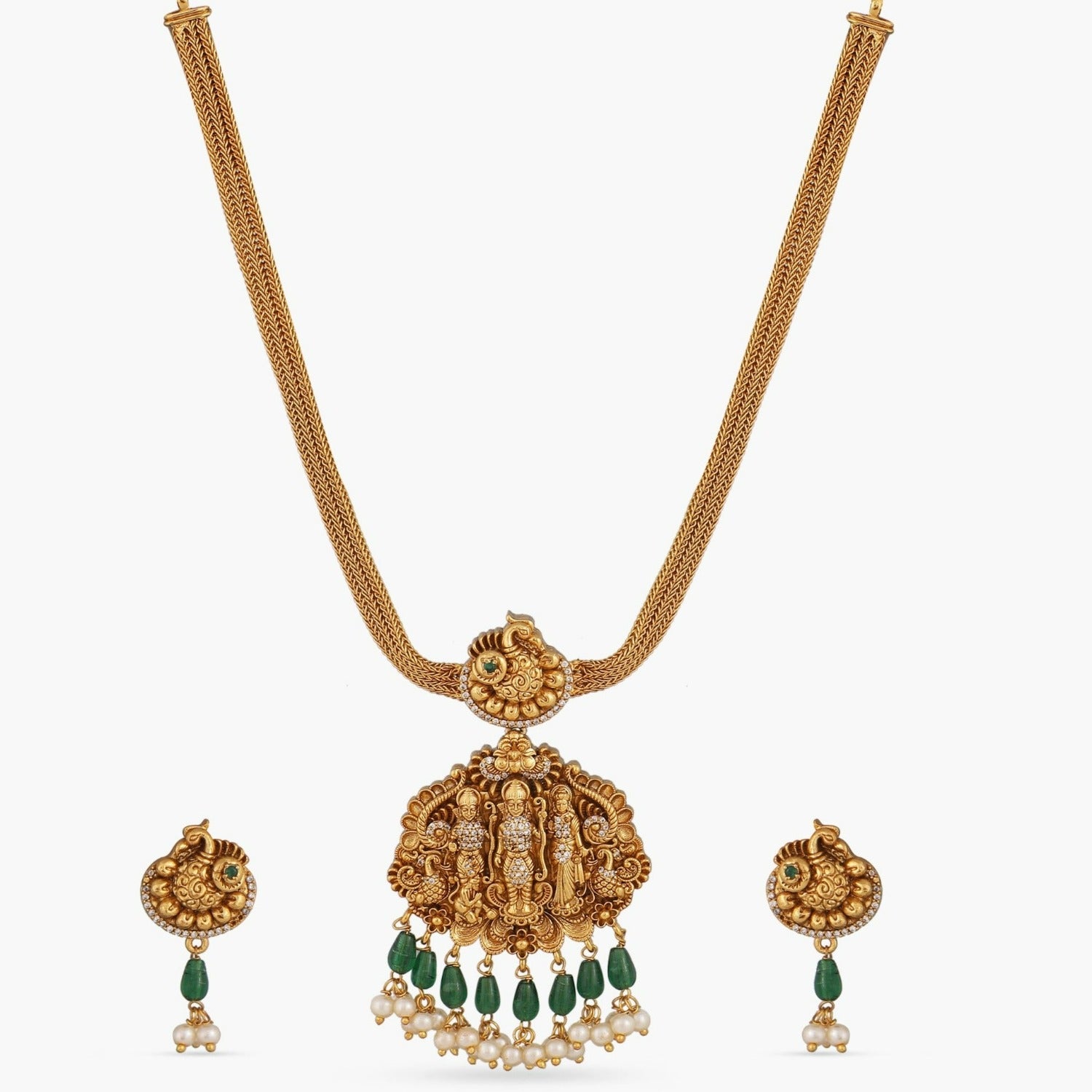 Janaki Antique Necklace Set - Vintage Indian Jewelry for Women - Perfect for Weddings, Parties & Special Occasions