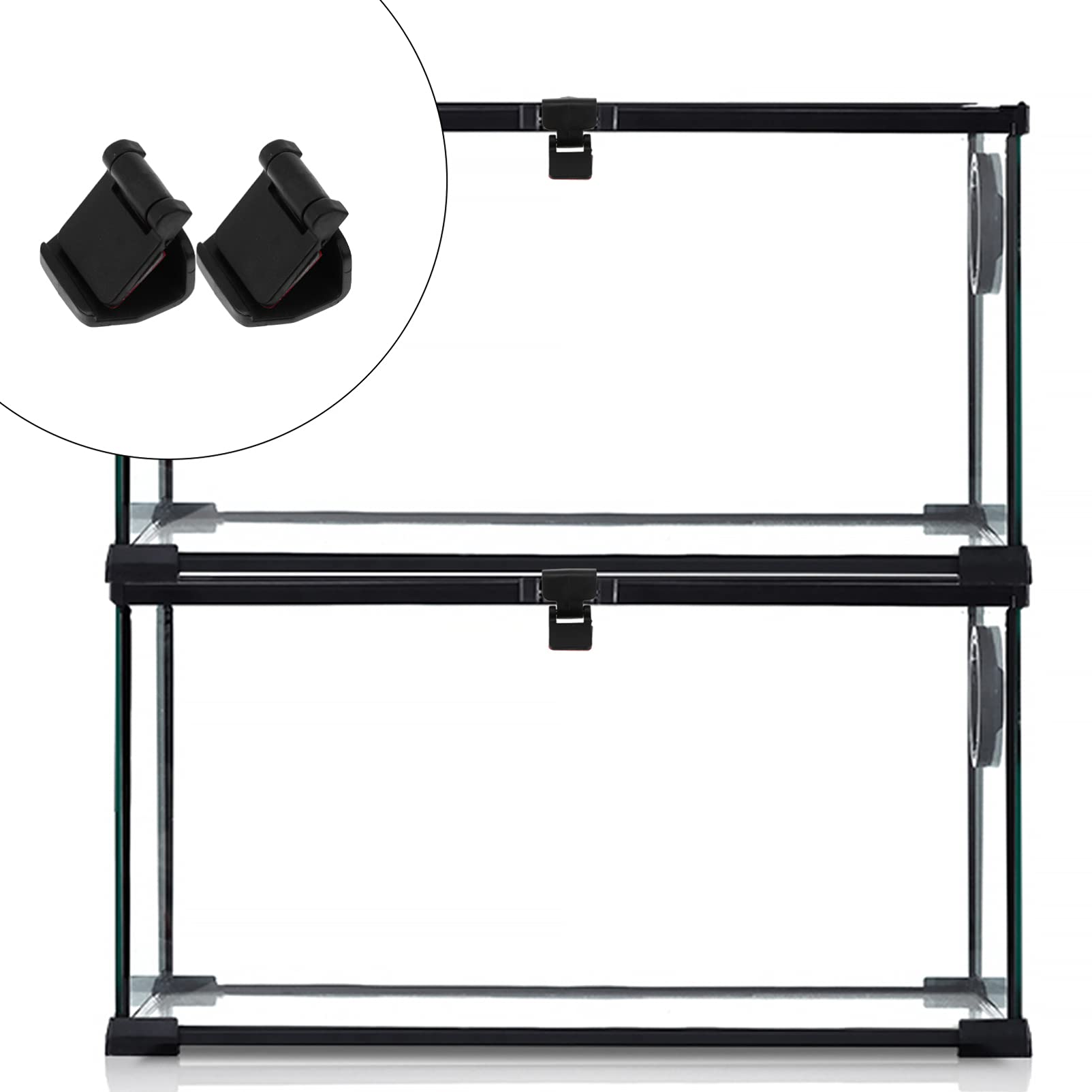 4pcs Terrarium Cover Clips - Non-Locking Screen Clips for Reptile Tanks, Glass Turtle Terrariums & Aquariums - Secure Screen Covers for Fresh Air & Easy Feeding Access - Ideal for Reptile Habitats & Pet Enclosures