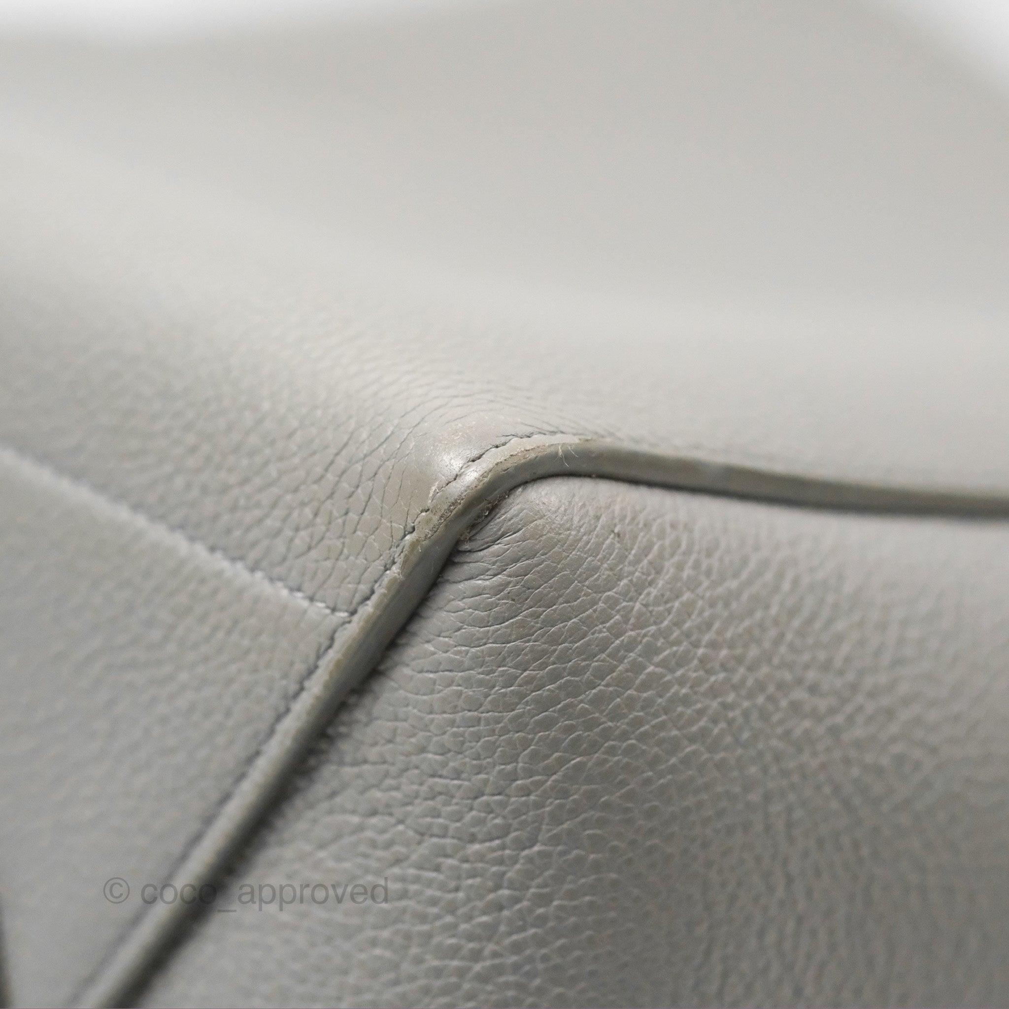 Celine Sangle Bucket Bag in Grey Grained Calfskin Leather - Luxury Crossbody Shoulder Bag for Women, Perfect for Work, Travel & Everyday Use