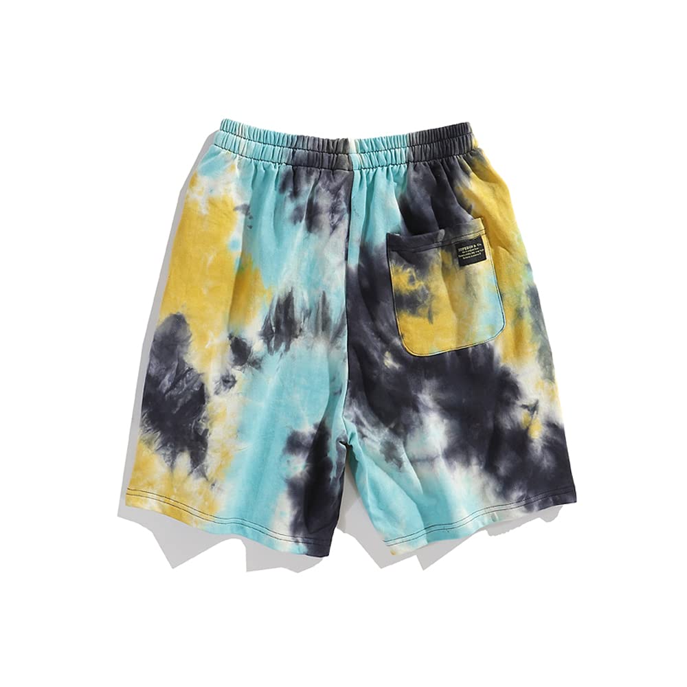 Men's Tie Dye Casual Shorts with Drawstring - Breathable Summer Workout Running Shorts for Gym, Beach & Lounge Wear