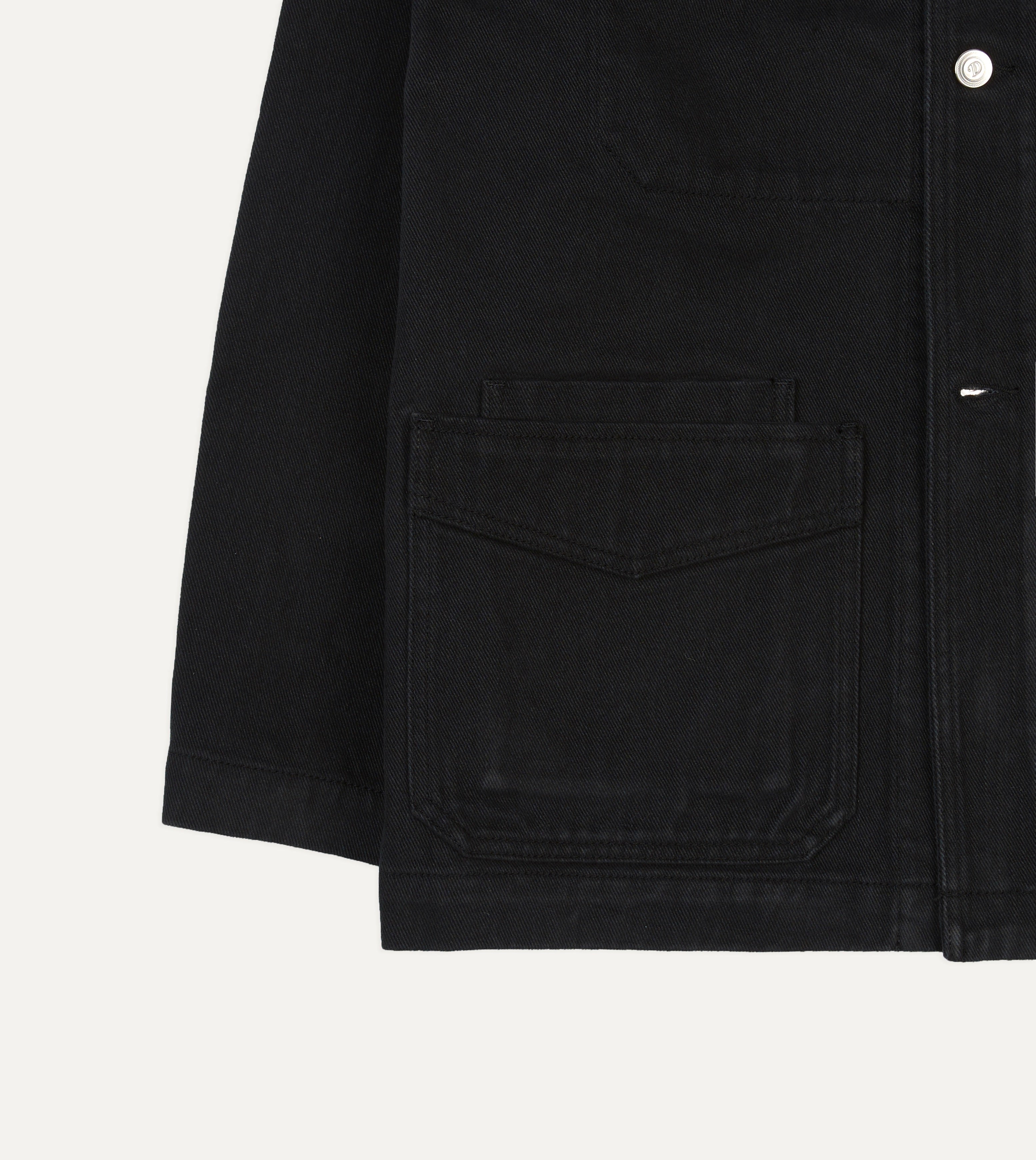 Black Heavy Twill Cotton Five Pocket Chore Jacket for Men - Durable Workwear for Outdoor Labor, Farming & Casual Wear