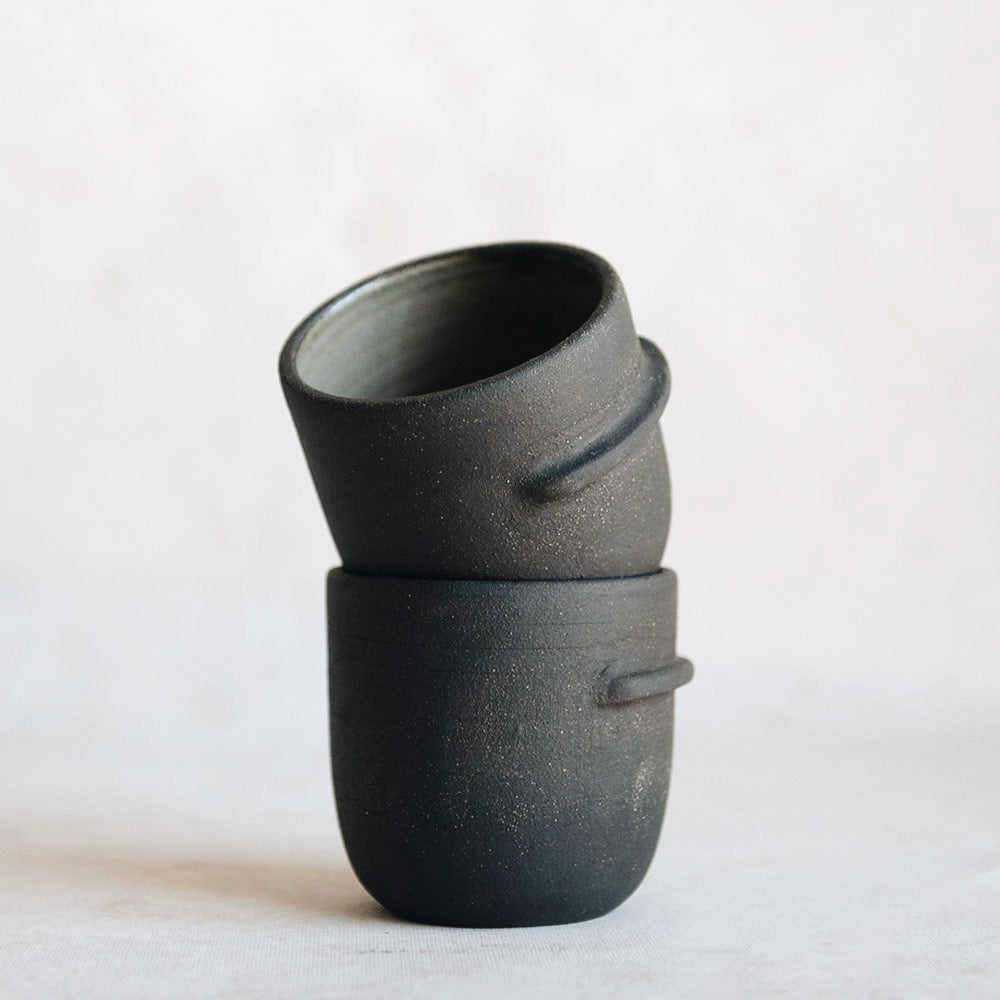 Small Ceramic Ledge Cup for Coffee & Tea | Compact Space-Saving Mug for Office Desk, Kitchen Counter, or Bookshelf Decor